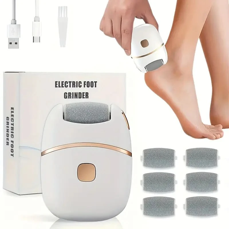 6 Değiştirilebilir Başlıklı Şarj Edilebilir Elektrikli Ayak Peeling Makinesi