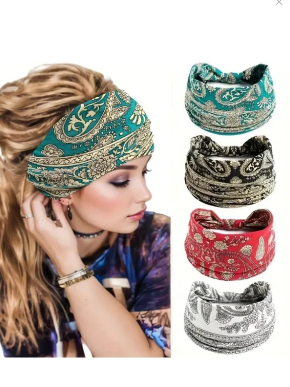 MORESUN Kadın Etnik Tarzlı Kışlık - Elastik Yoga baş Bandı GRİ  1 Adet