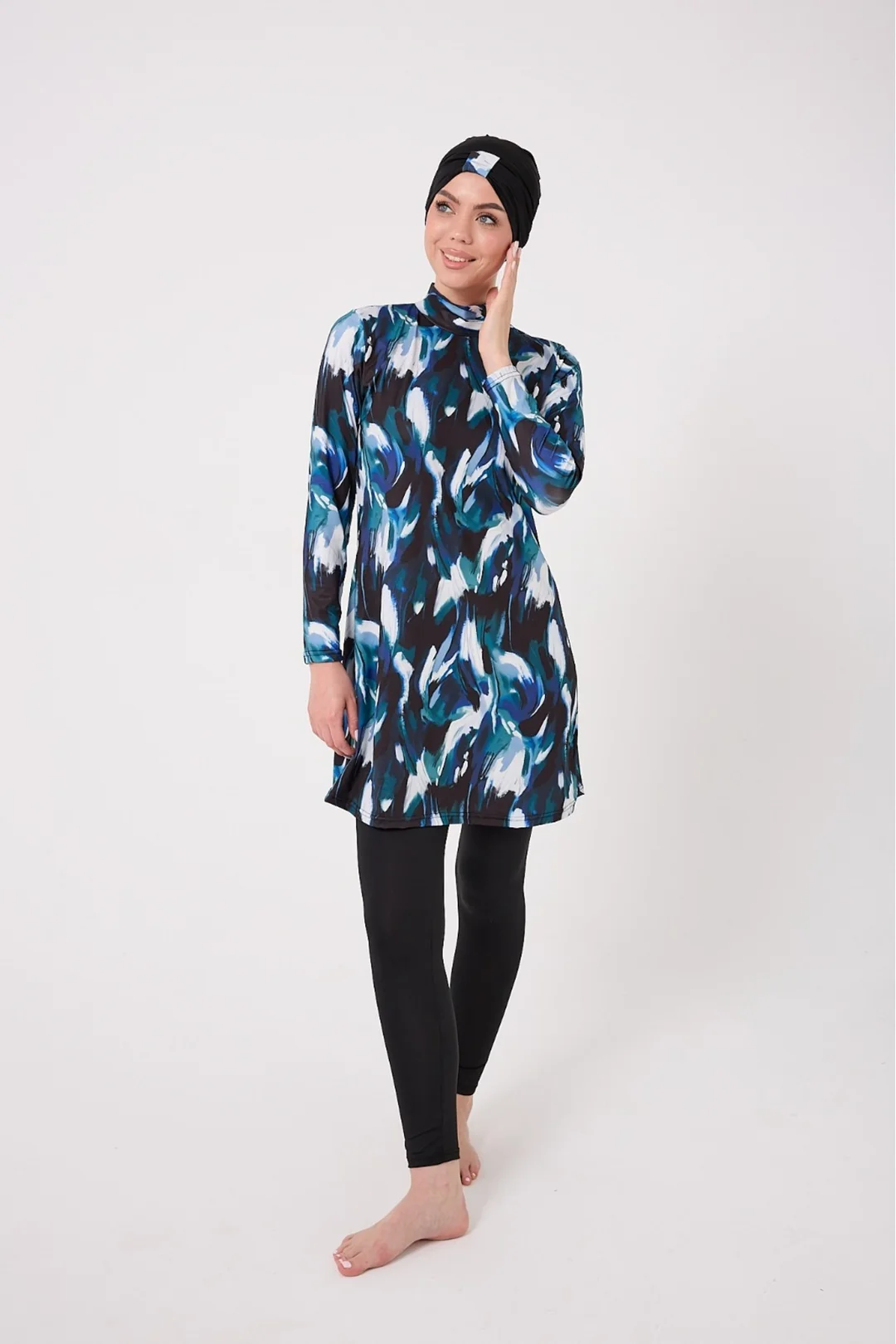 Uzun Kol Spor Tesettür Mayo – 3 Parça Hızlı Kuruyan Set