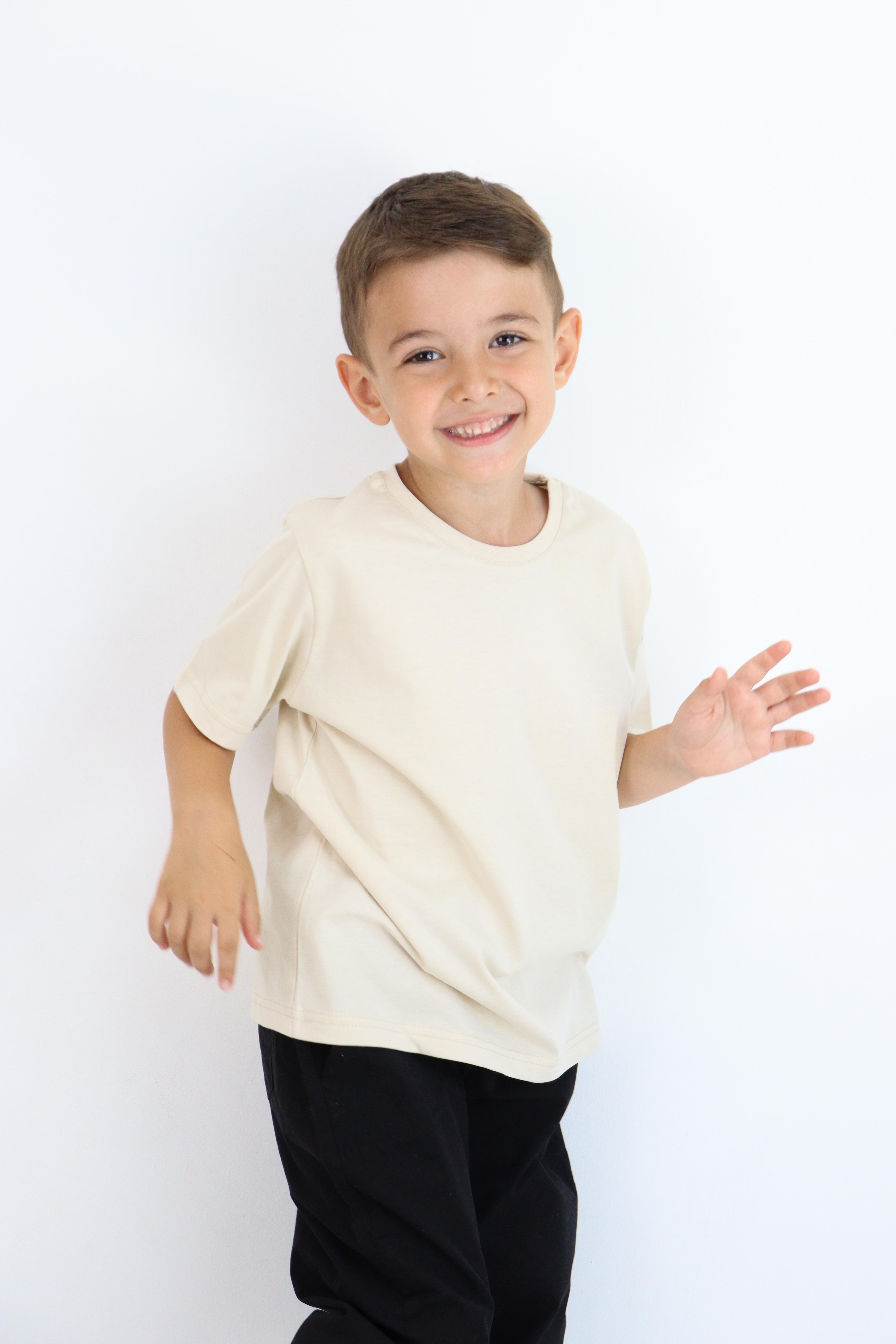 Unisex Basic Baskısız Tişört - KREM