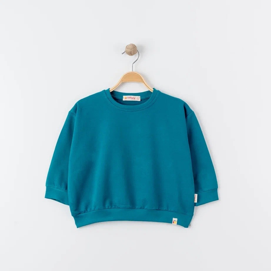 Unisex %100 Pamuk Oversize Sweatshirt - TURKUAZ