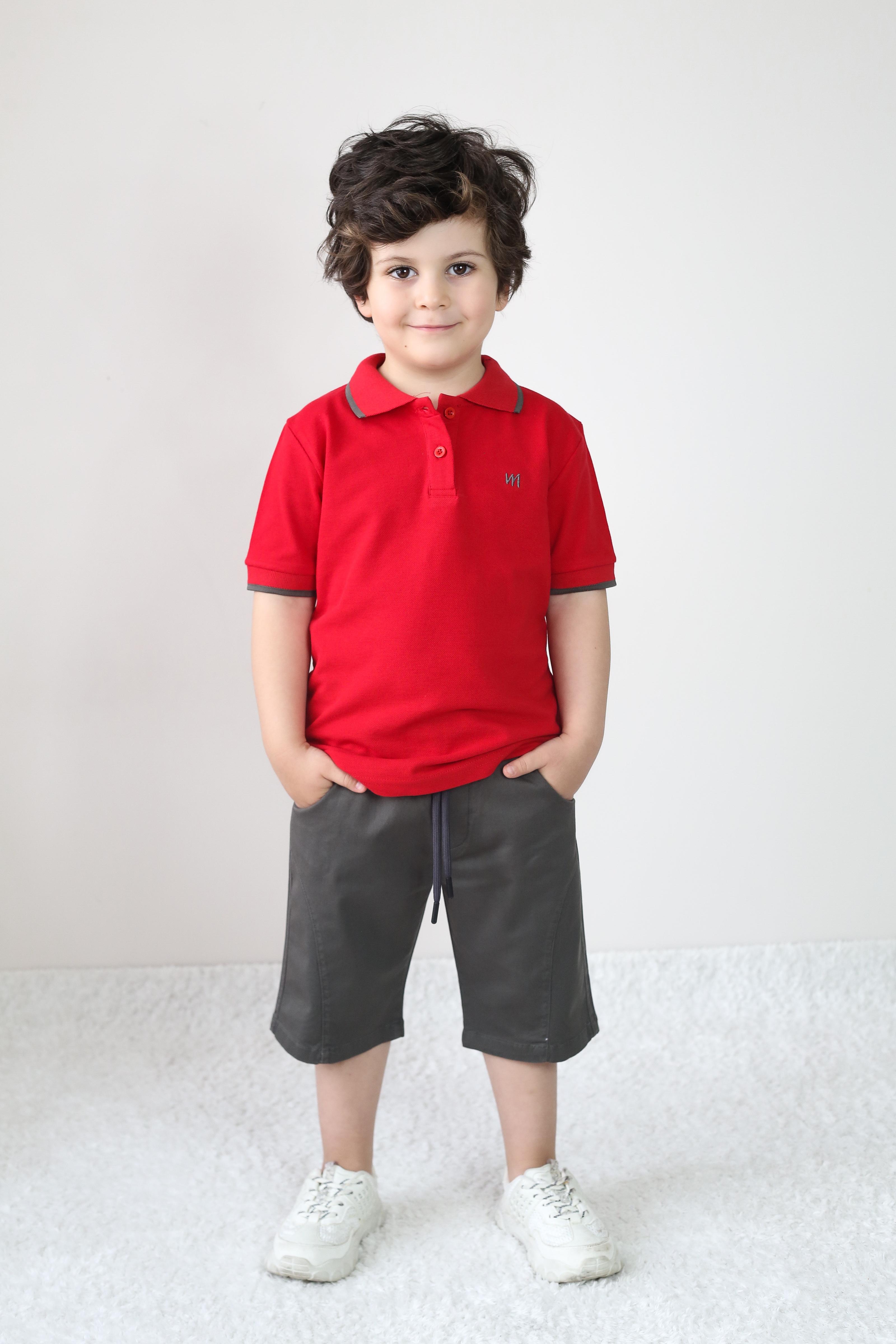 Erkek Çocuk Pike Tişört & Gabardin Şort Takım – 2-9 Yaş | Miababy - KREM - FÜME