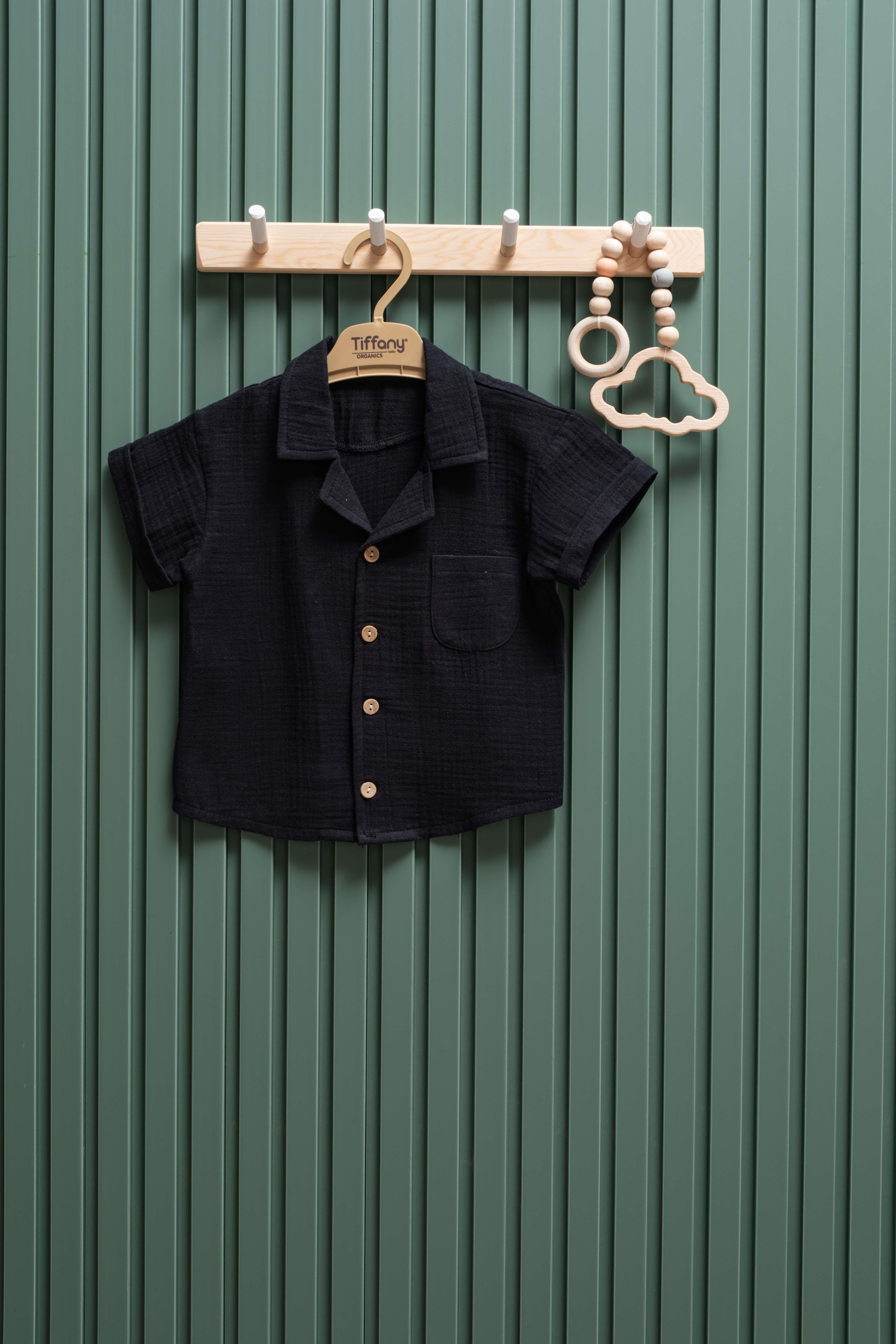 Unisex Çocuk Müslin Kumaş Kısa Kollu Gömlek – 6 Ay -3 Yaş