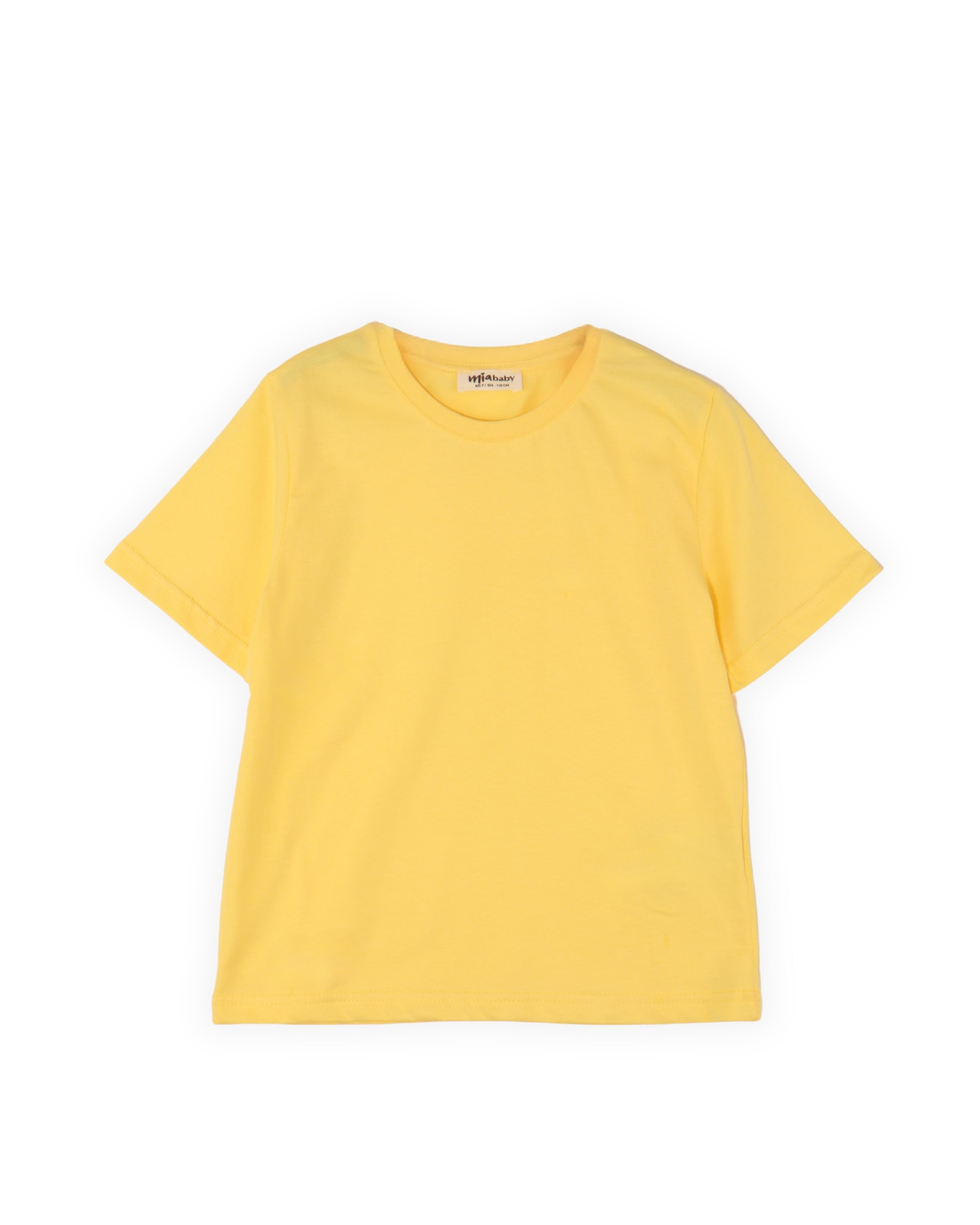 Unisex Basic Baskısız Tişört - SARI