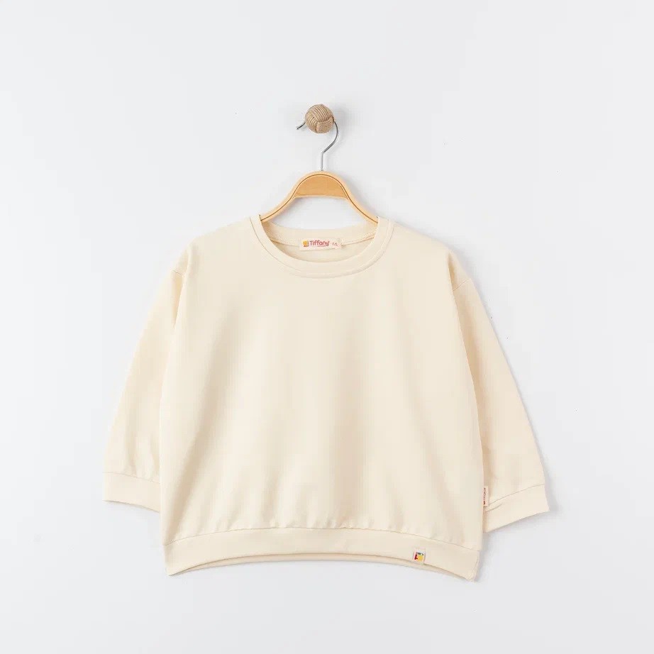 Unisex %100 Pamuk Oversize Sweatshirt - BEJ