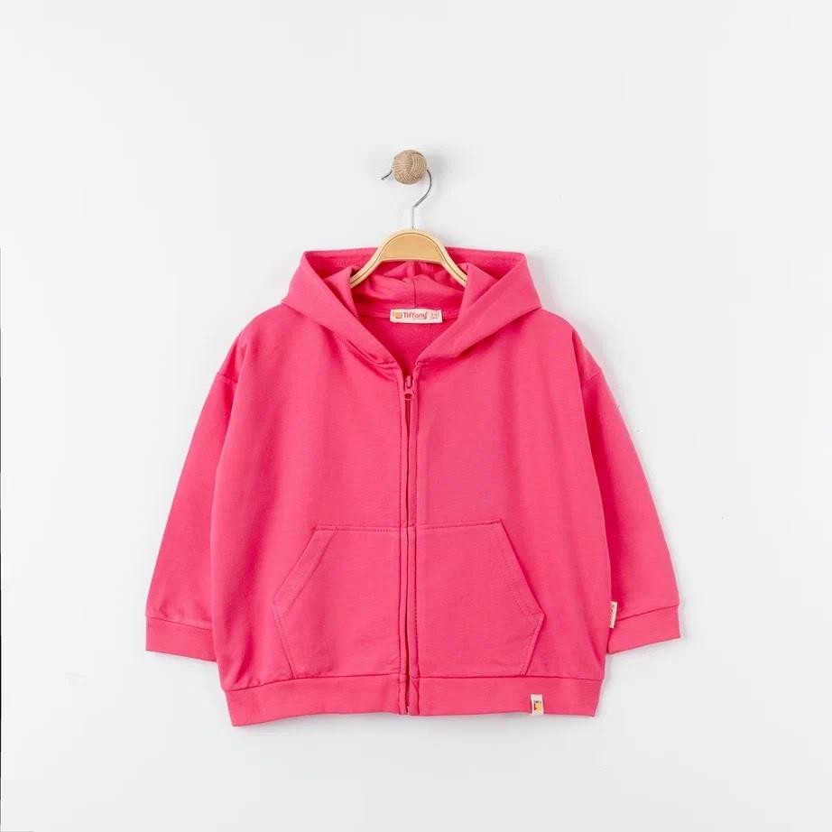 Unisex %100 Pamuk Oversize Kapüşonlu Fermuarlı Sweatshirt - FUŞYA