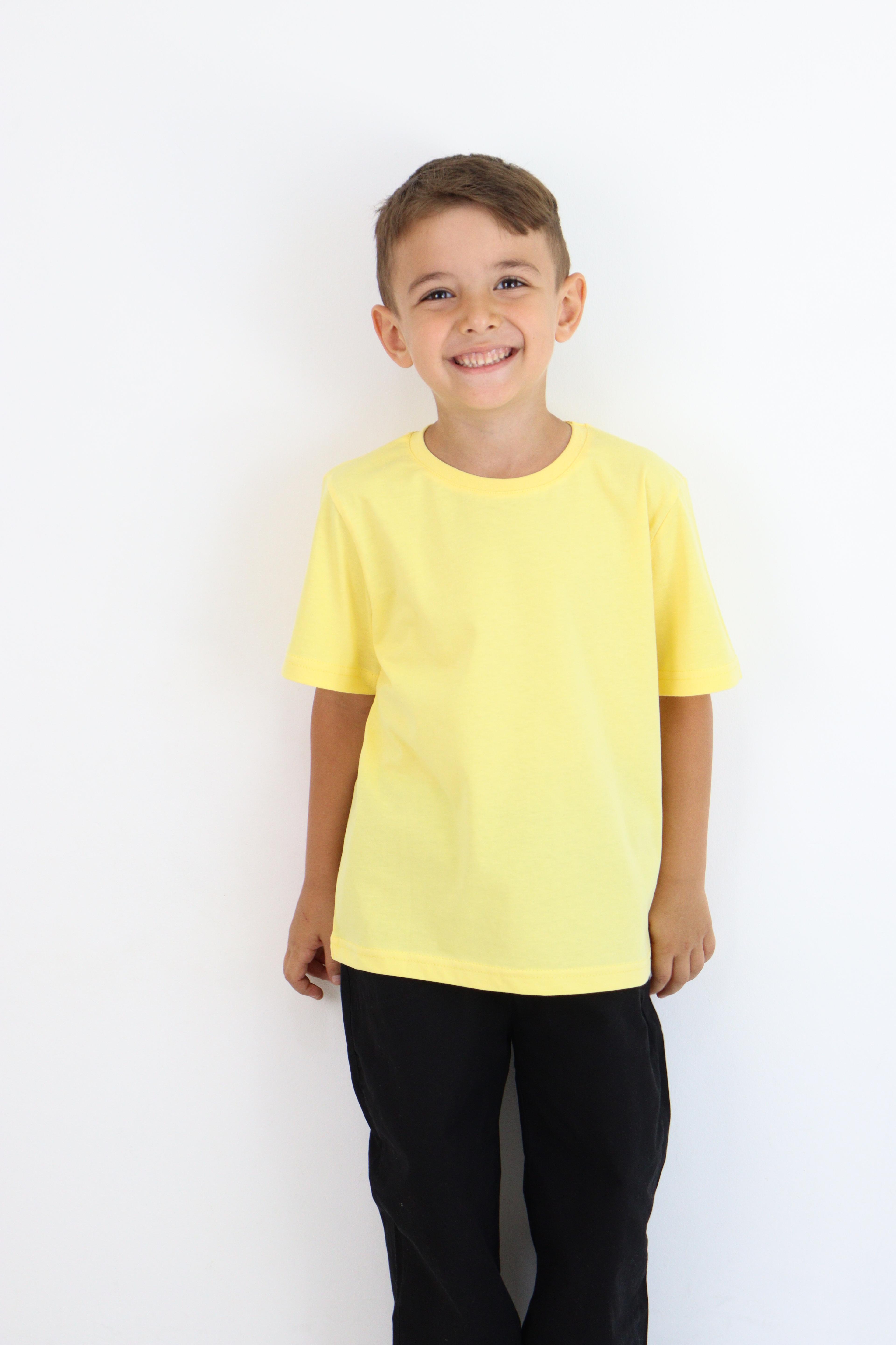 Unisex Basic Baskısız Tişört - SARI