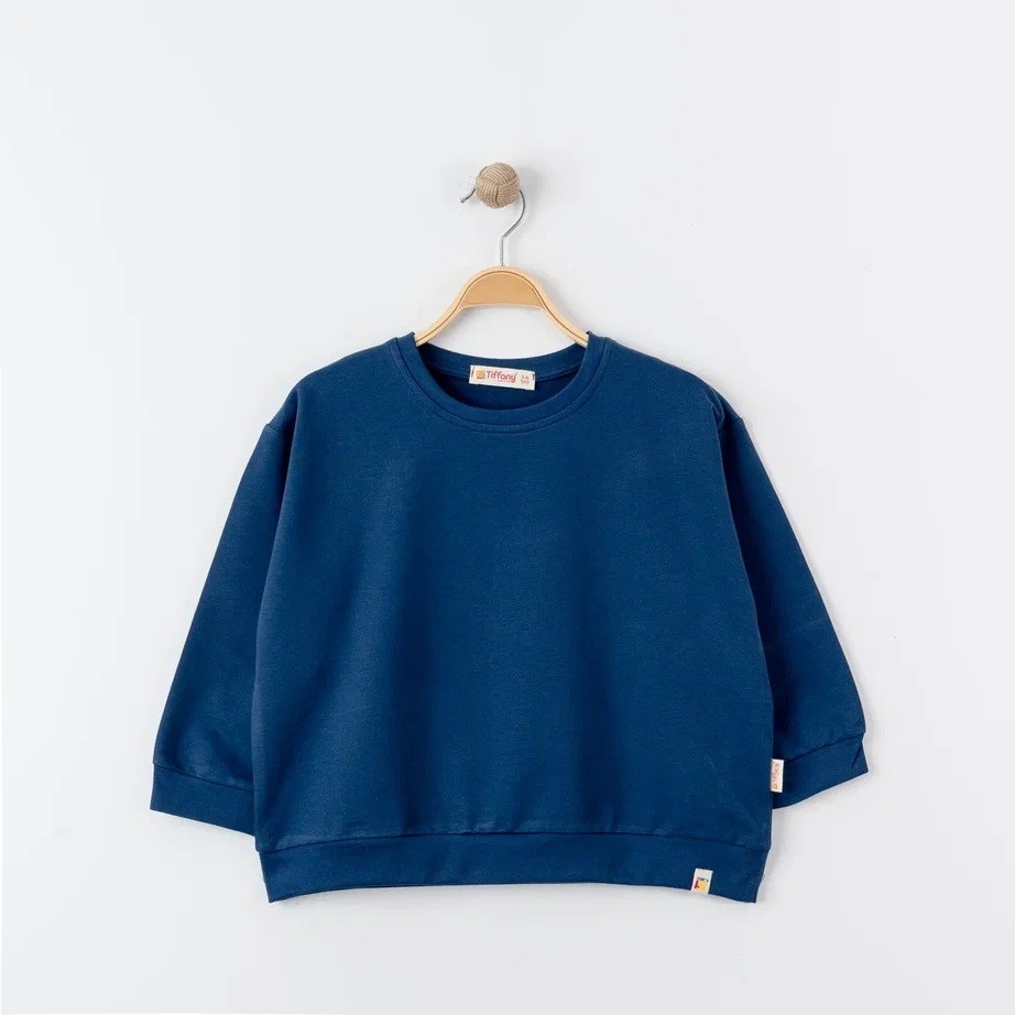 Unisex %100 Pamuk Oversize Sweatshirt - LACİVERT