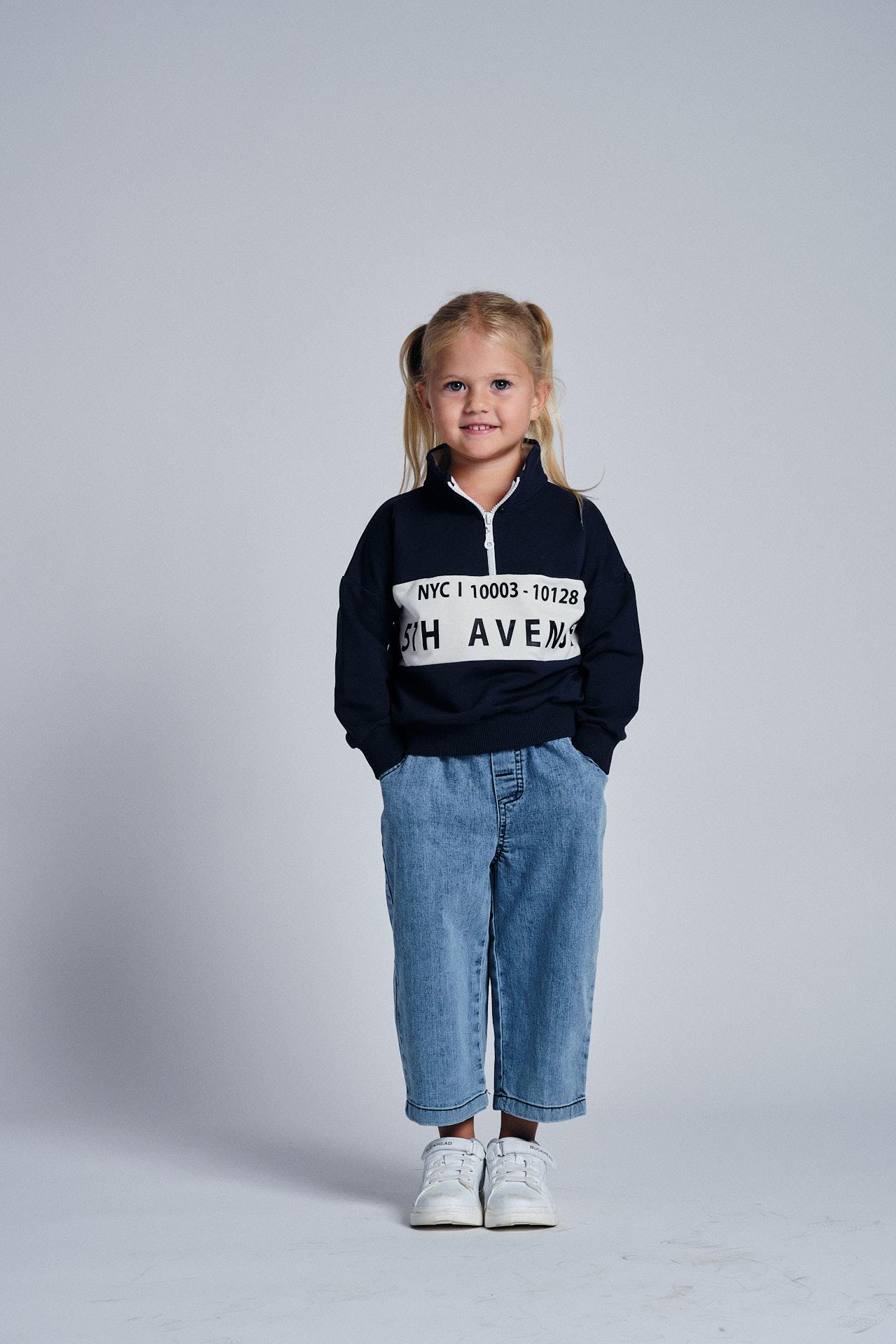 Dik Yaka Sweat  Denim Pantolon Takım