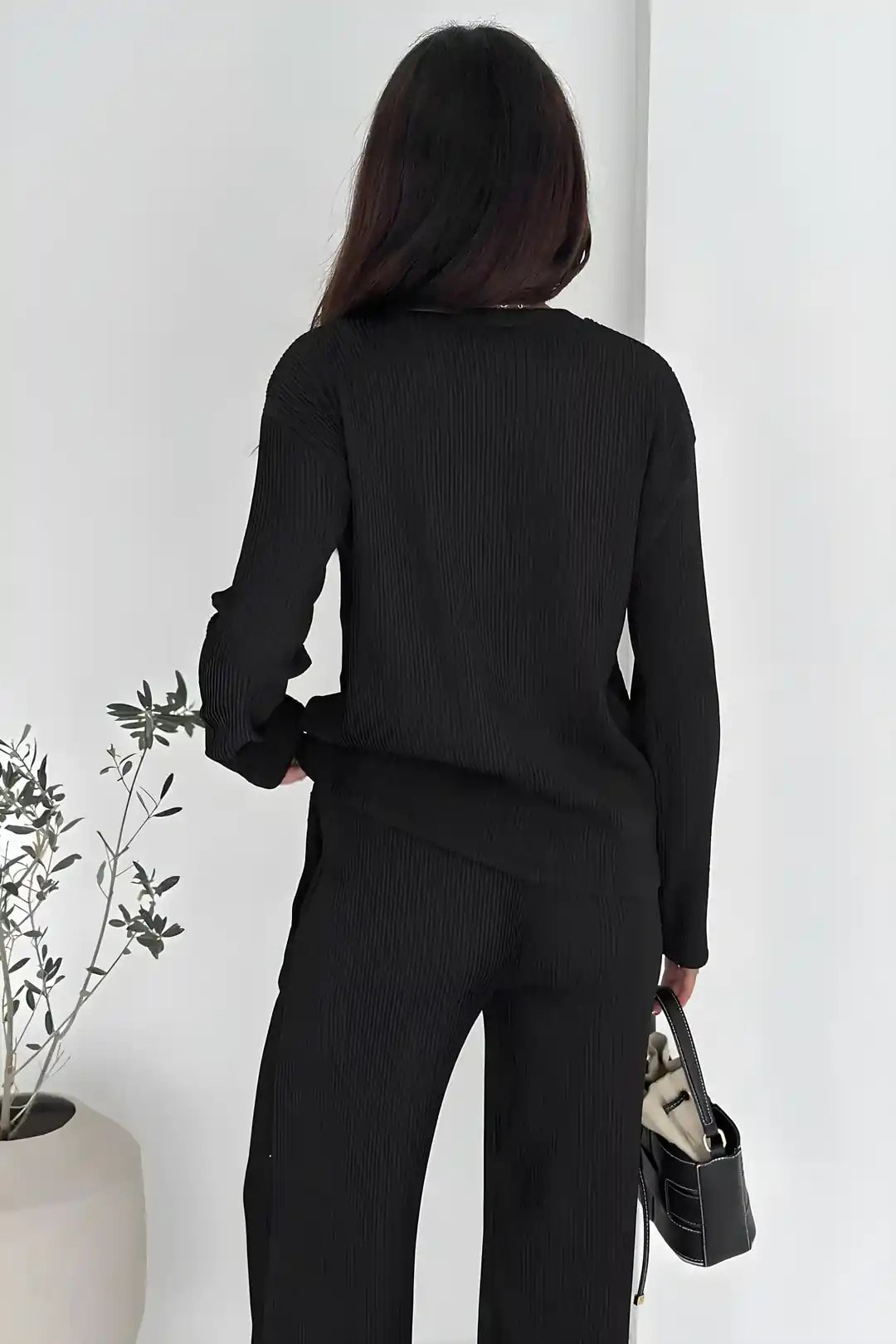 Kadın Ribana Fitilli Triko Takım – Rahat Kesim & Günlük Stil