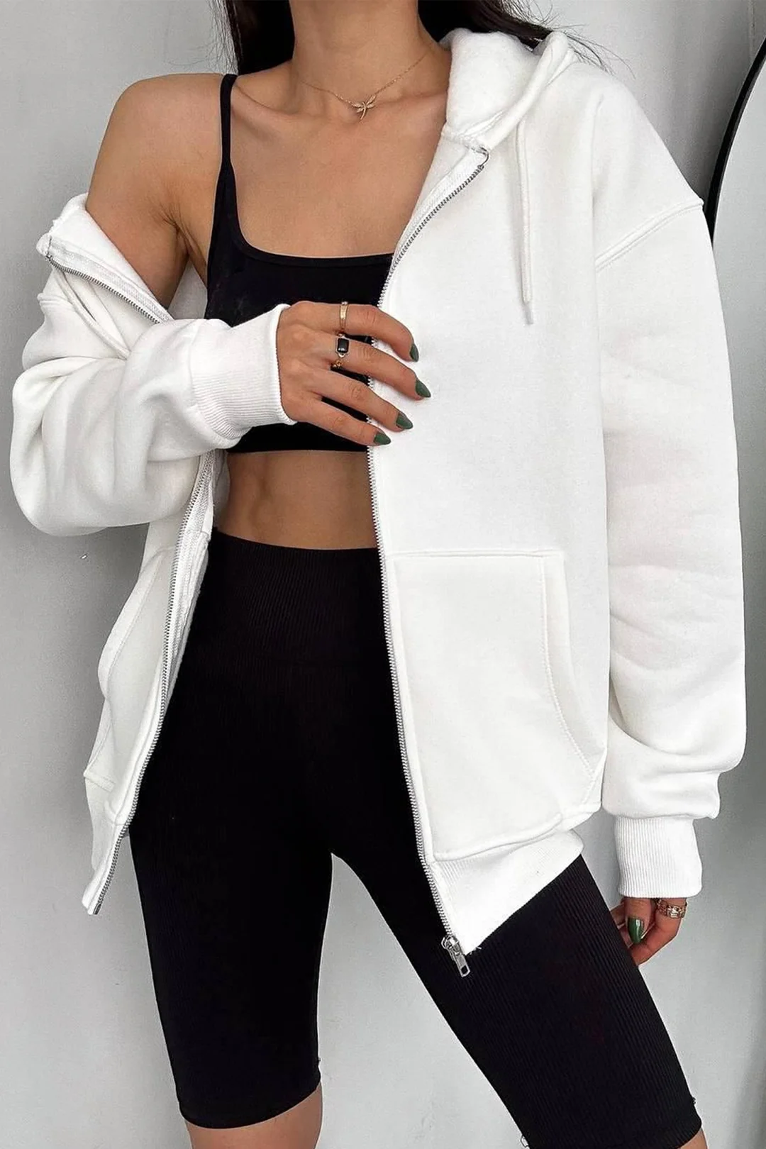 Unisex Fermuarlı Kapüşonlu Sweatshirt