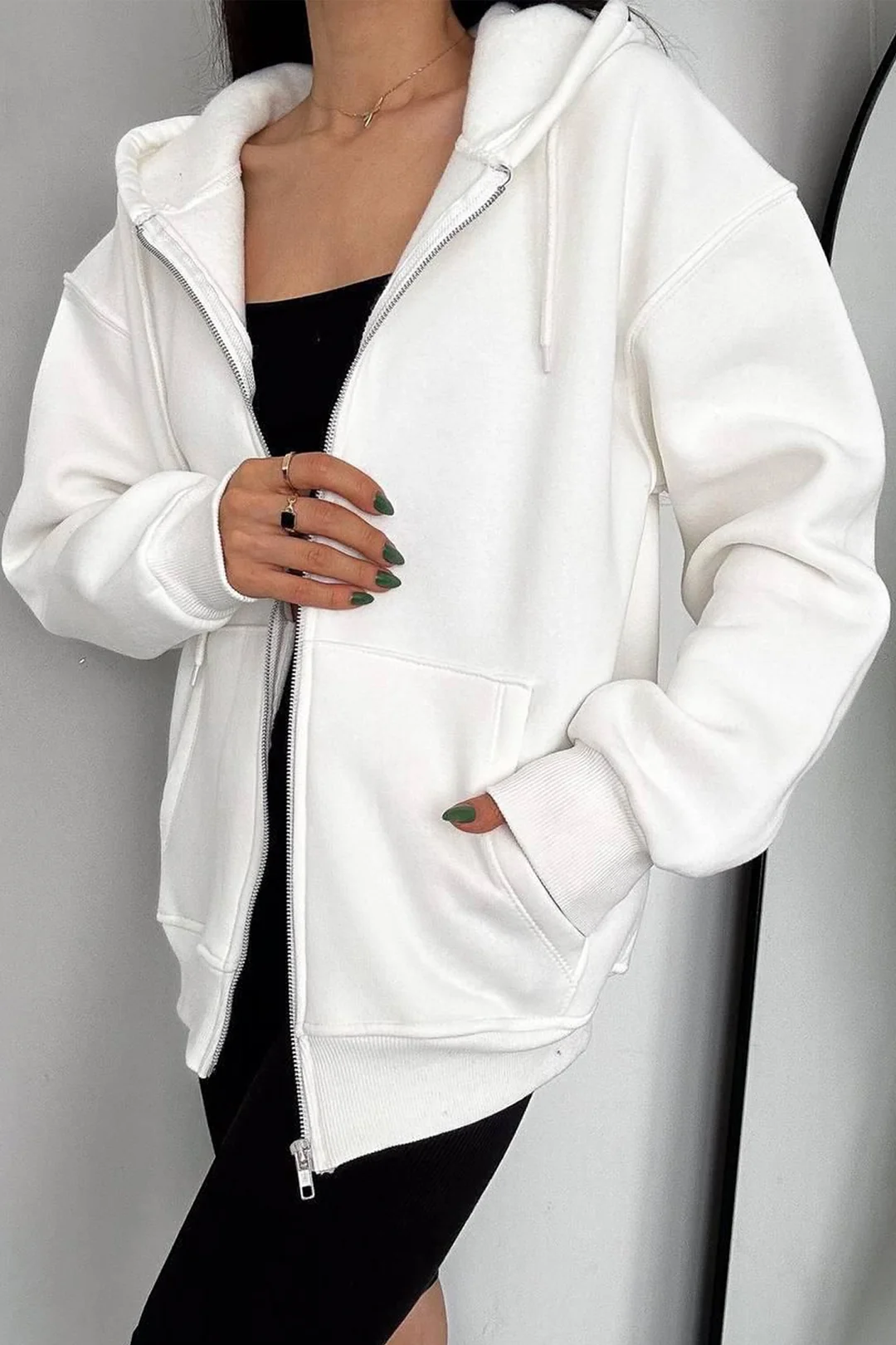 Unisex Fermuarlı Kapüşonlu Sweatshirt