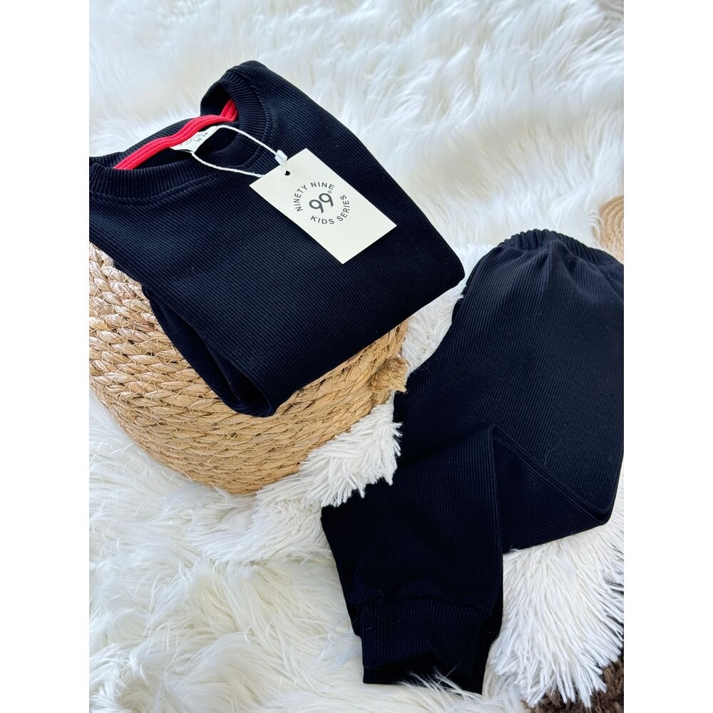 Fitilli Eşofman Takımı (Siyah)