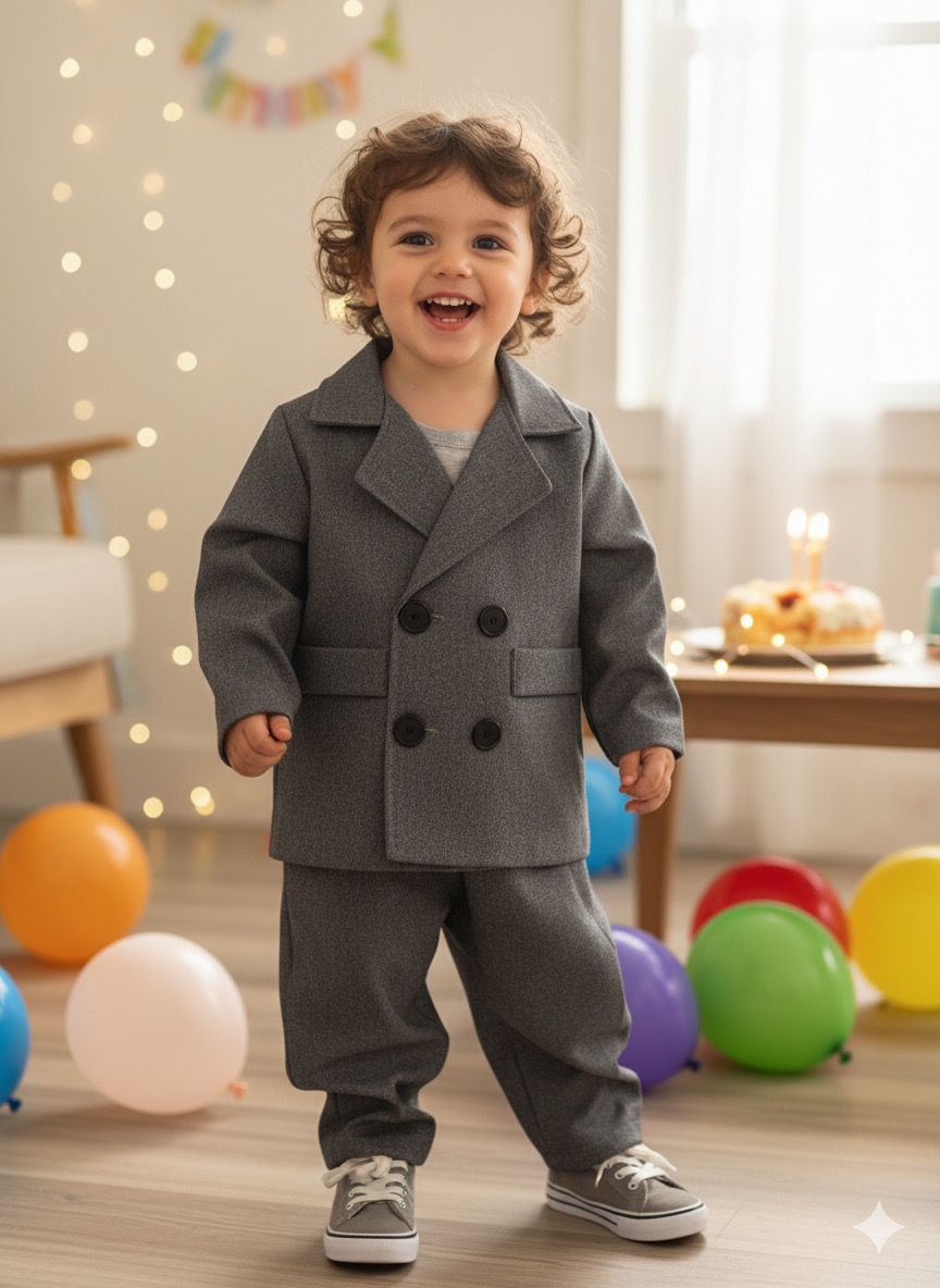 Füme Renk Oversize Çocuk Takım Elbise