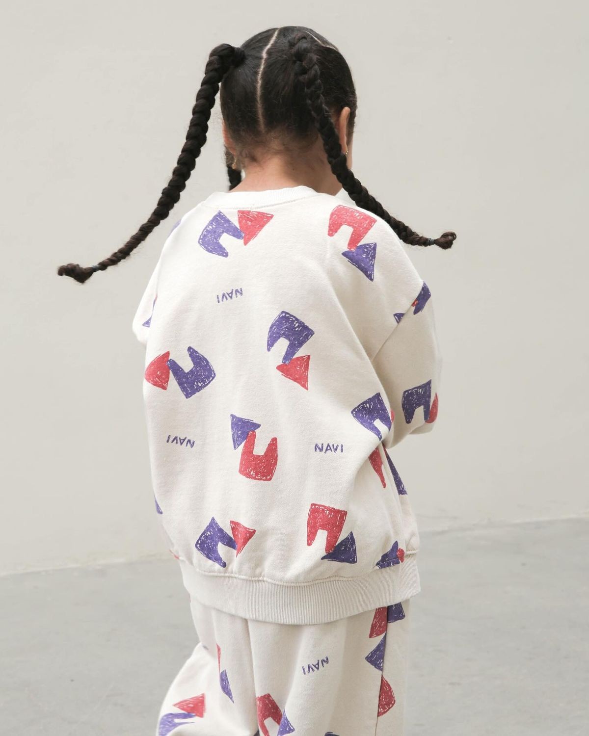 Geometrik Desenli Oversize Eşofman Takımı (BEYAZ)