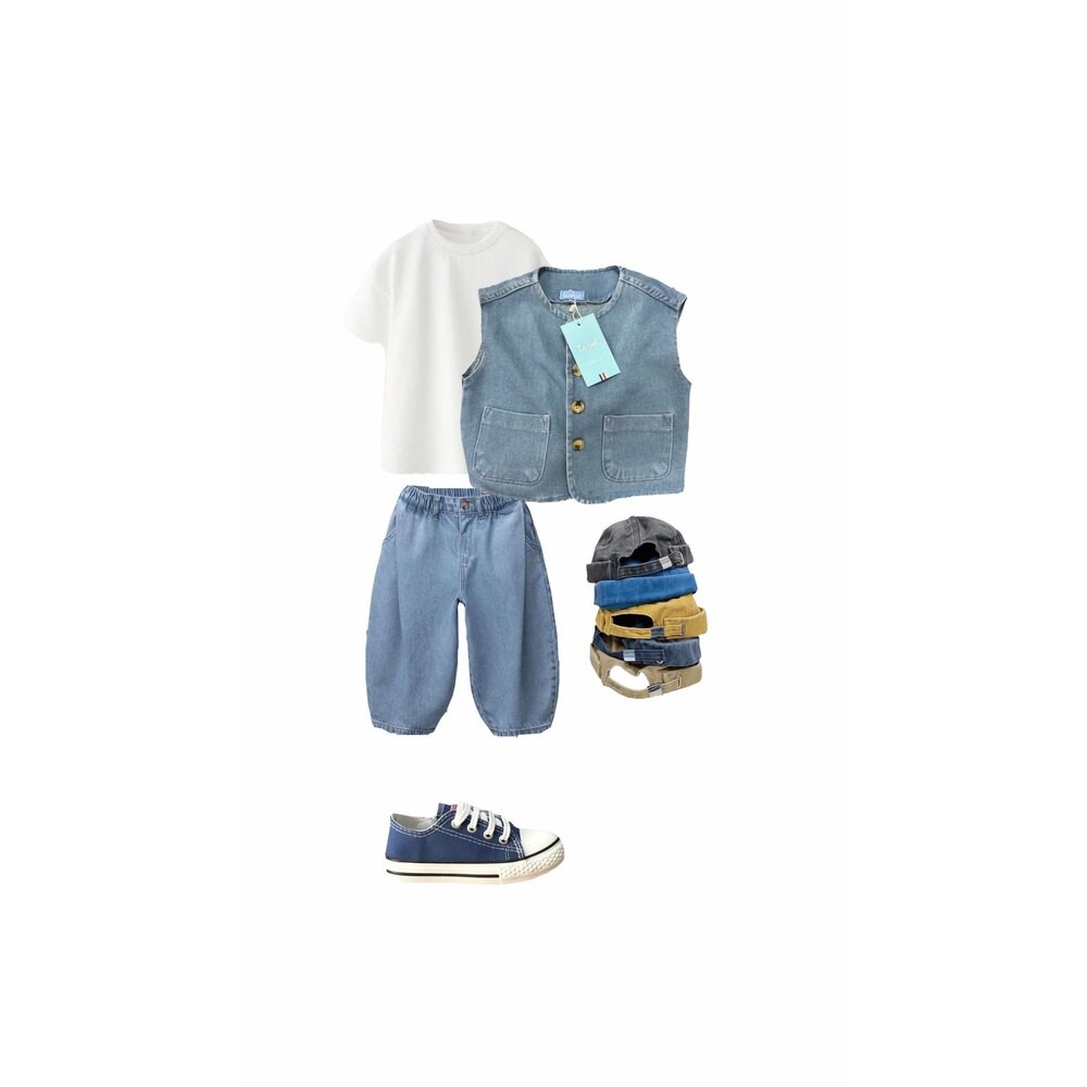 Pens Detaylı Baggy Jean (Mavi)