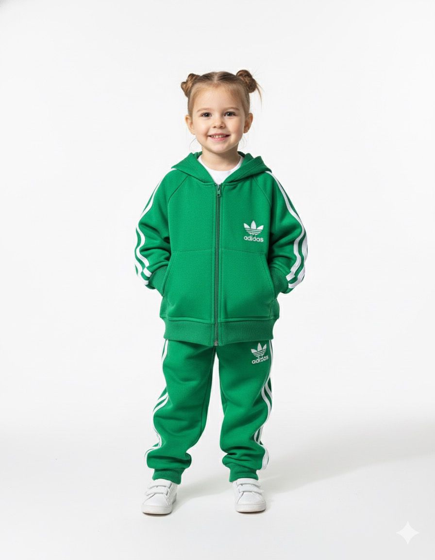 Yeşil Kapüşonlu Şeritli Eşofman Takımı