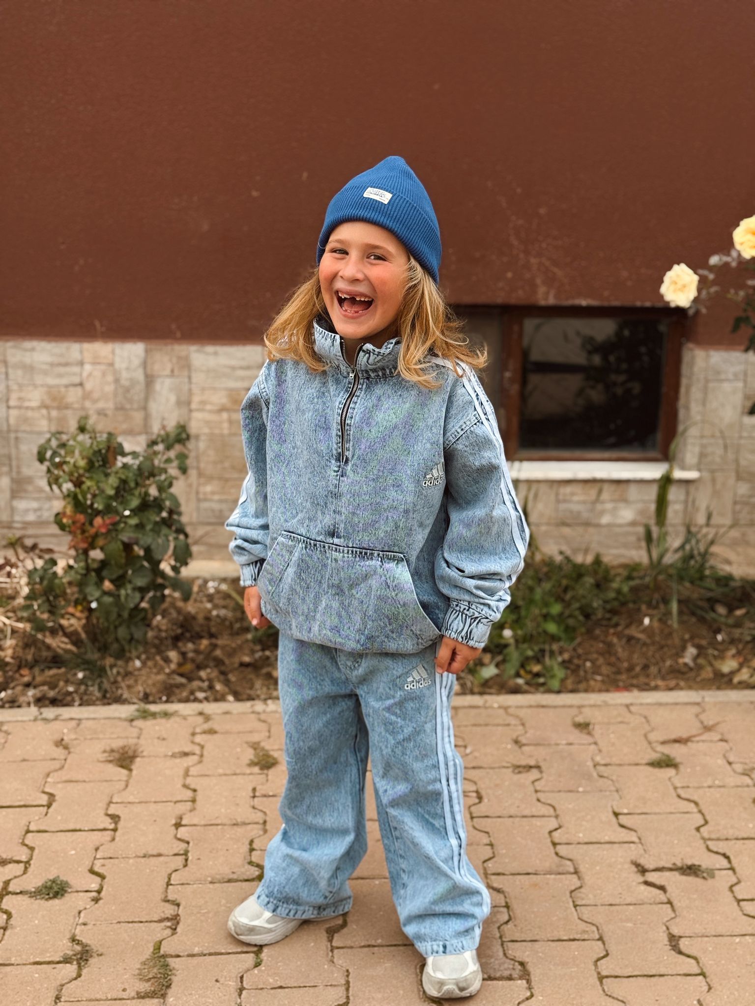 Şeritli Denim Takım