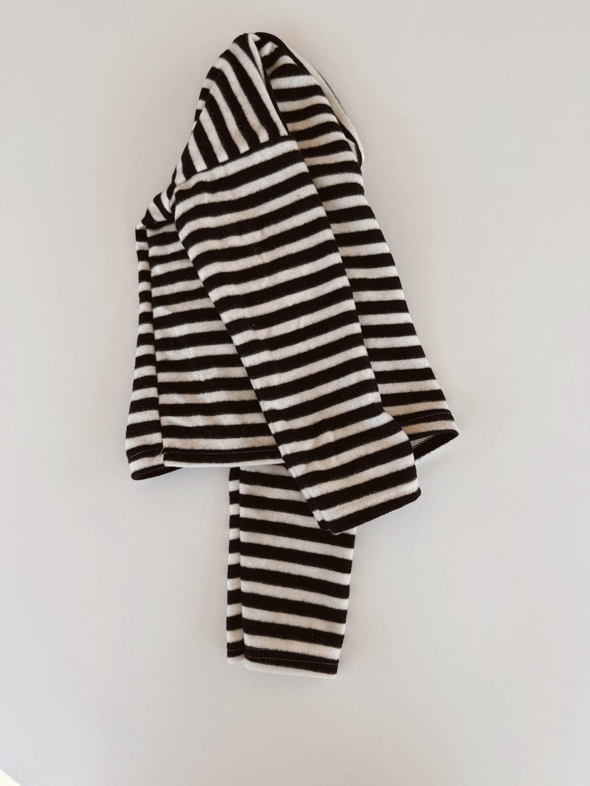 Oversize Çizgili Polar Tişört