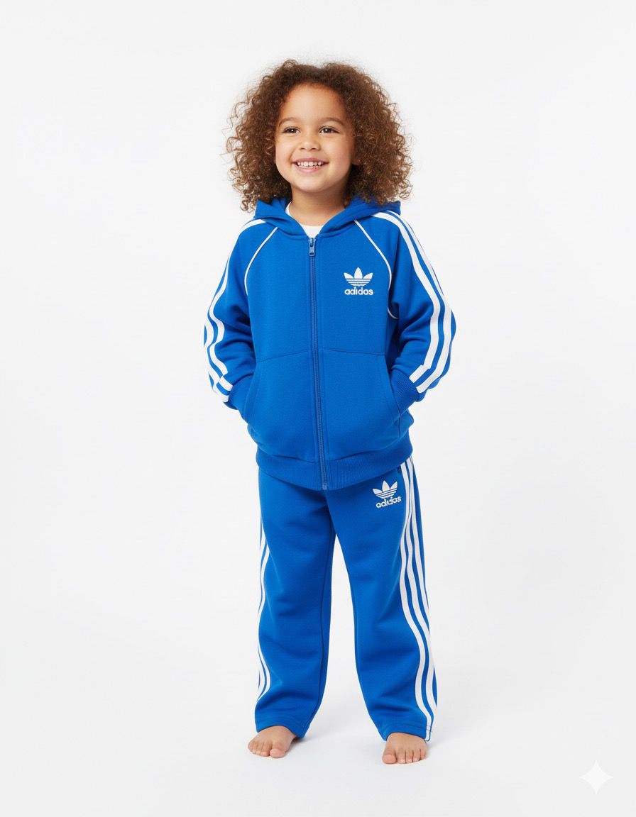 Mavi Kapüşonlu Şeritli Eşofman Takımı