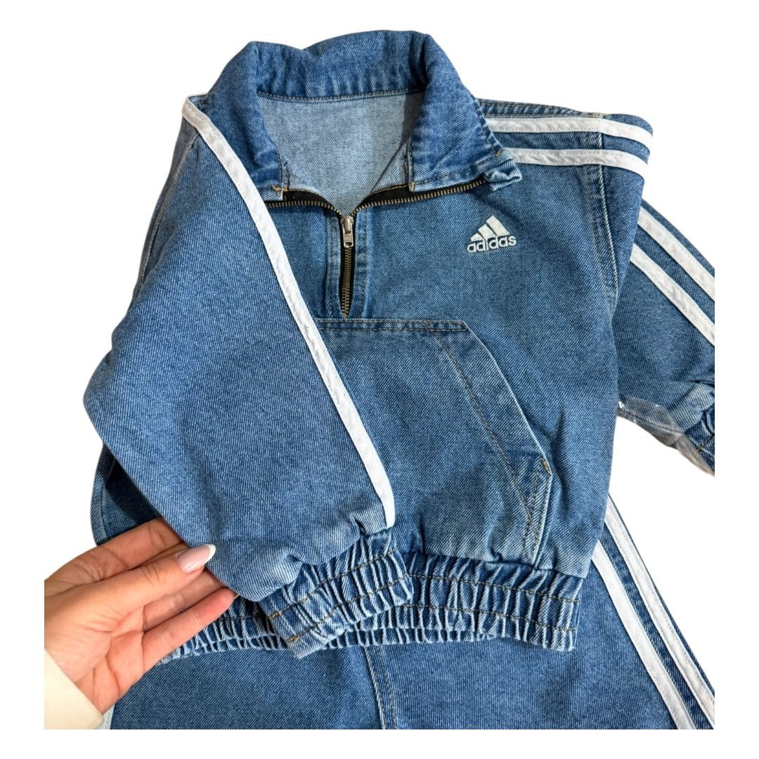 Şeritli Denim Takım