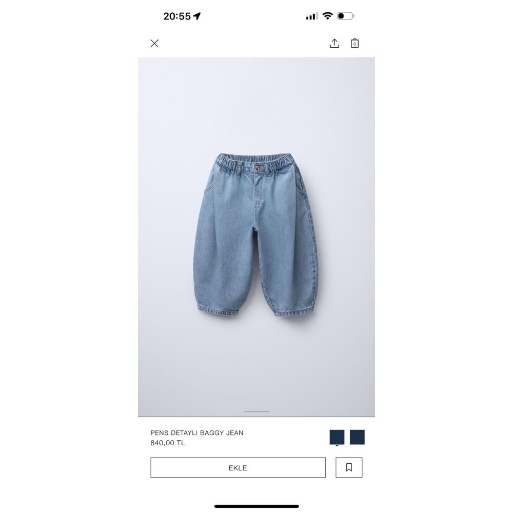 Pens Detaylı Baggy Jean (Mavi)