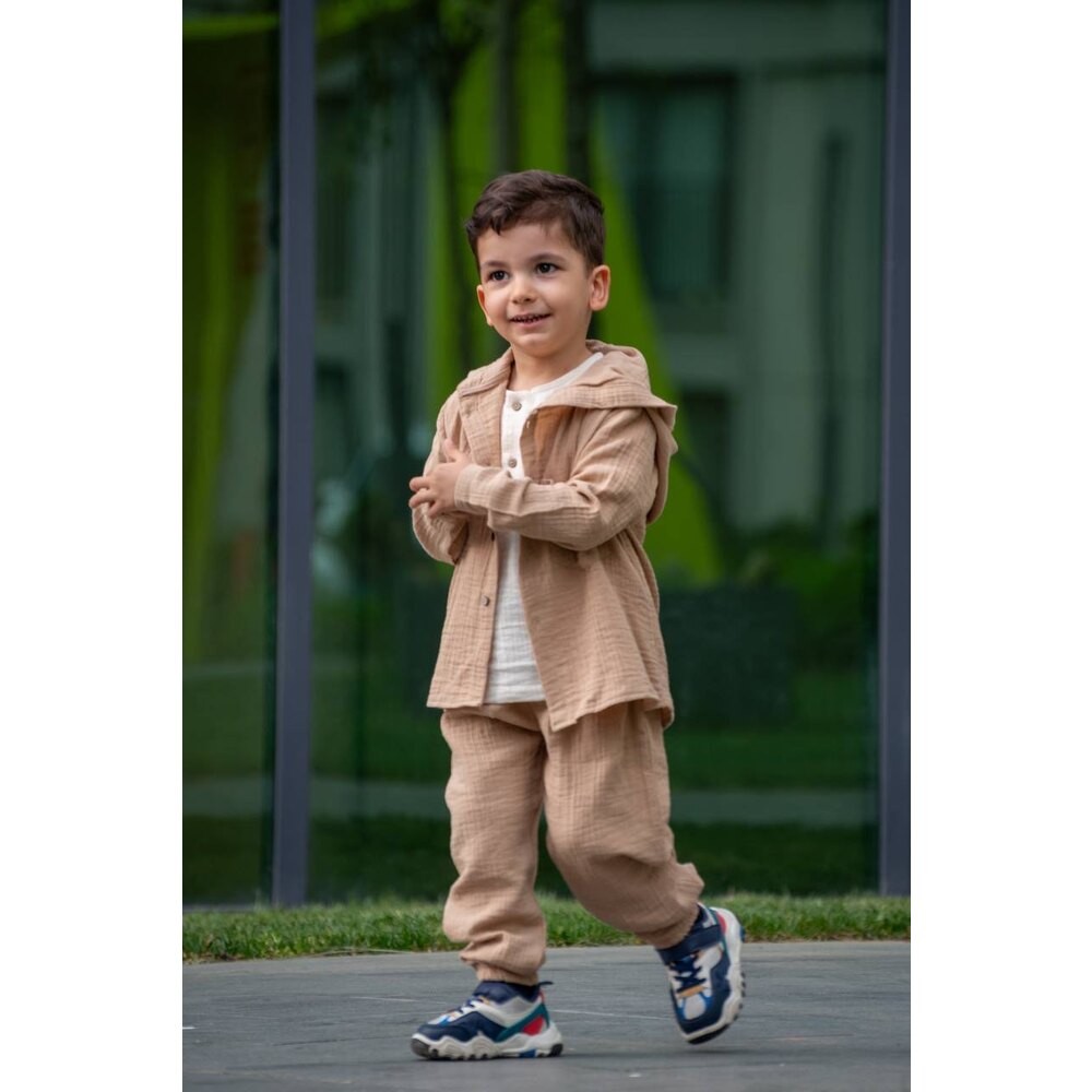 Kahve Üçlü Müslin Set