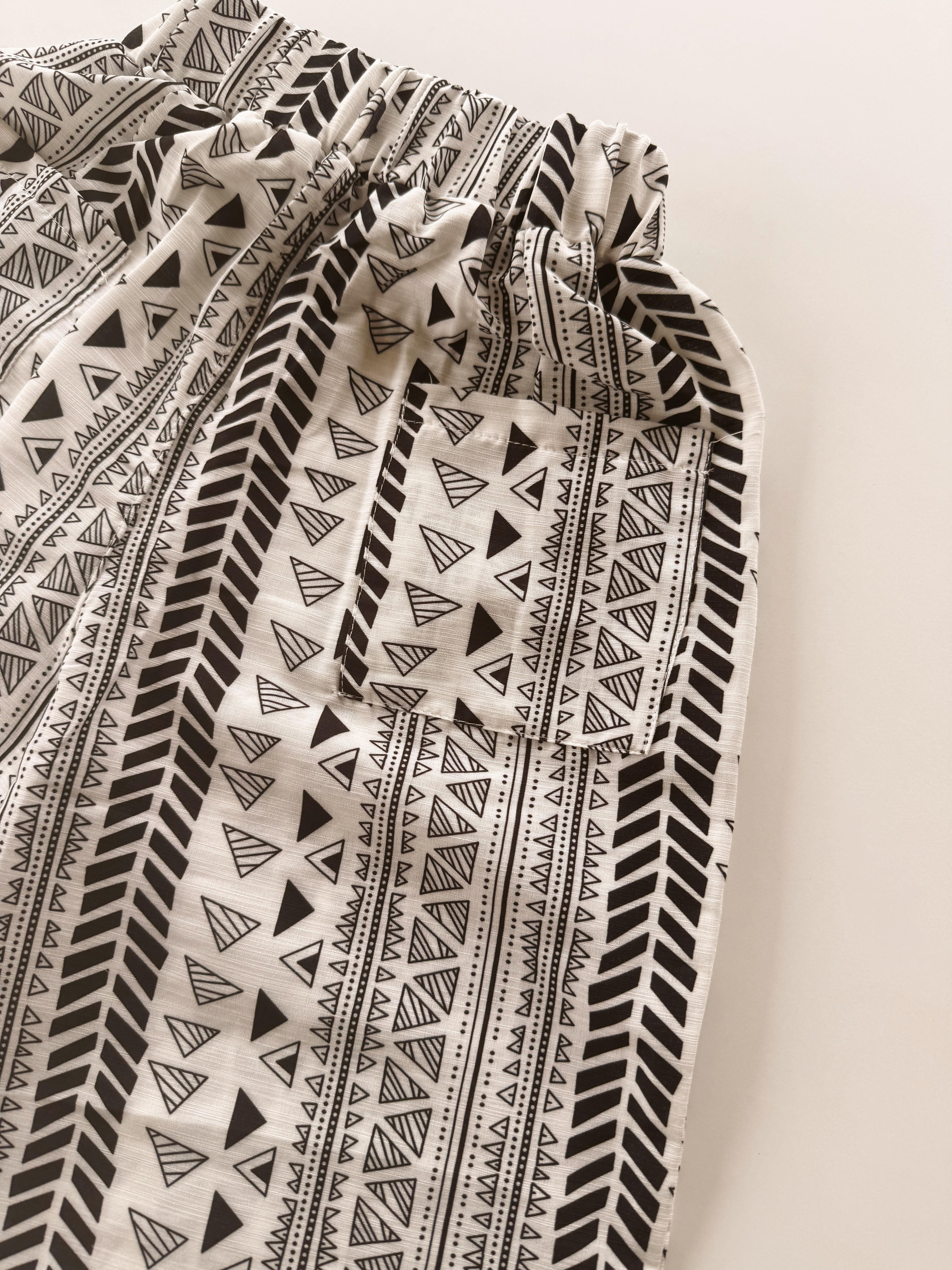 Etnik Desen Loose Fit Relaxed Pantolon