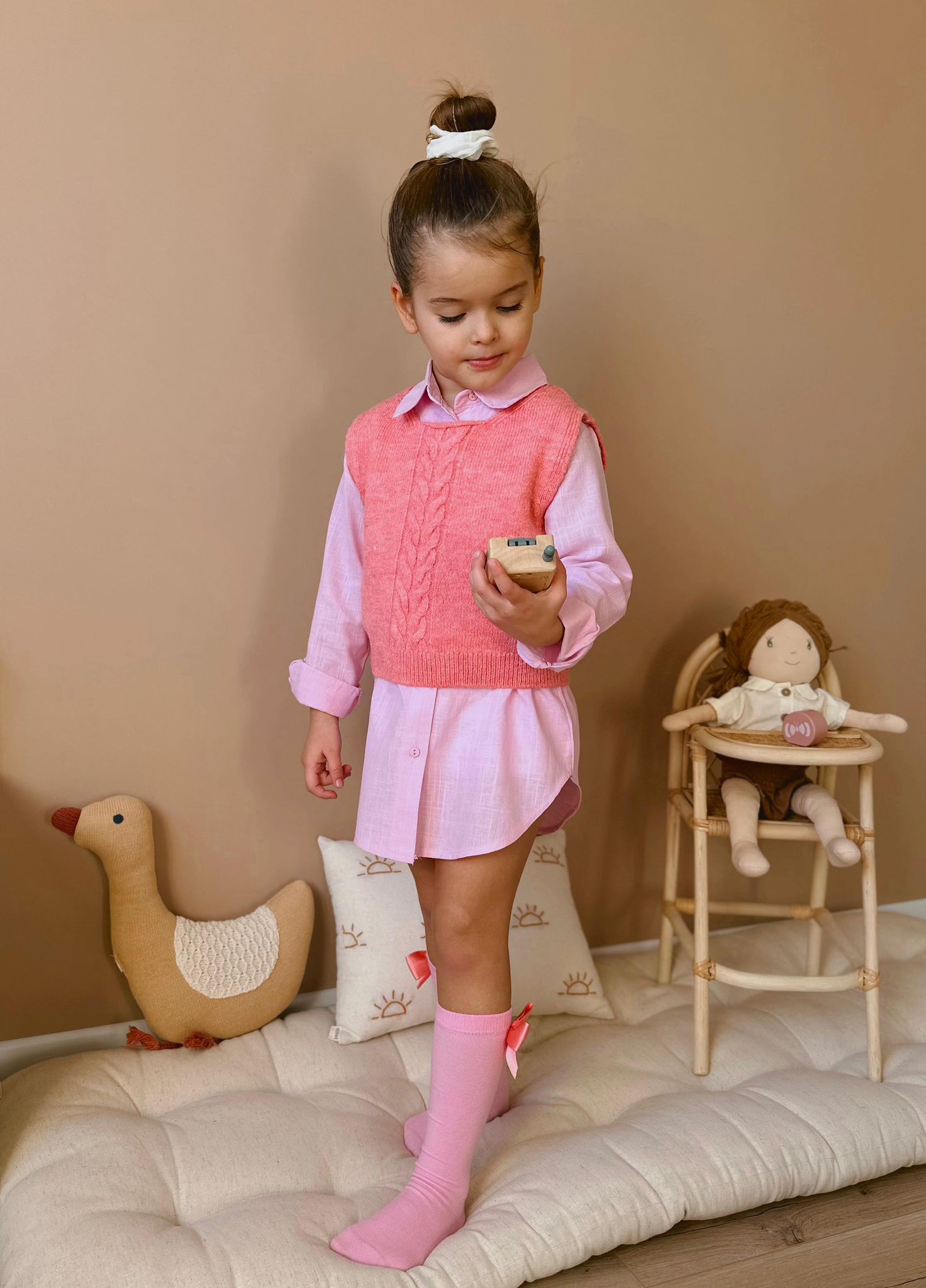 PİNK in PİNK  3 PARÇA GÖMLEK, SÜVETER, ÇORAP SETİ