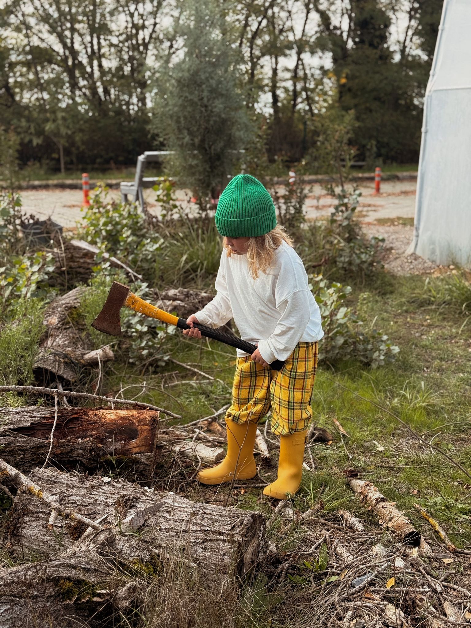 Sarı Ekose Relaxed Pantolon