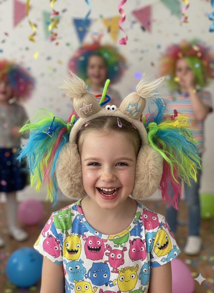 Peluş Çılgın Saç Temalı Kulaklık