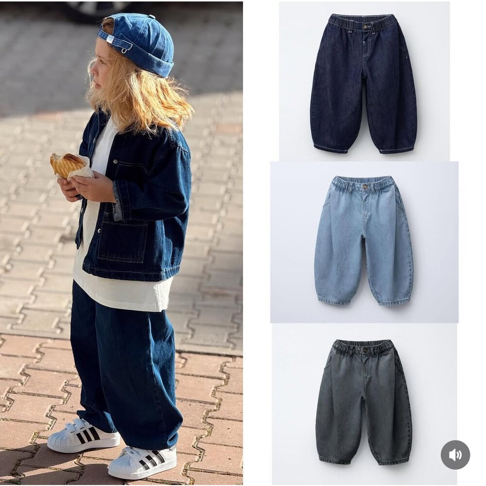 Pens Detaylı Baggy Jean (Lacivert)