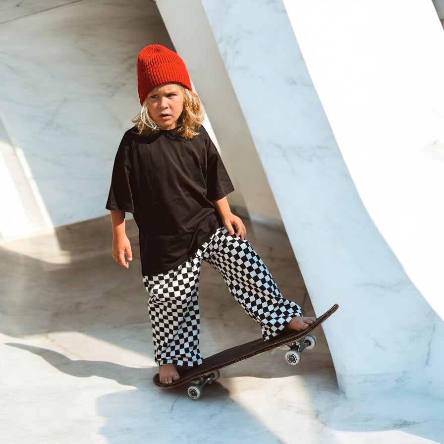 Damalı Loose Fit Pantolon