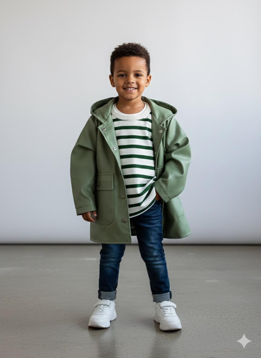 Mint Yeşil Çocuk Yağmurluk