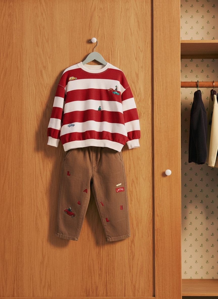 Nakış işlemeli sweatshirt pantolon takım