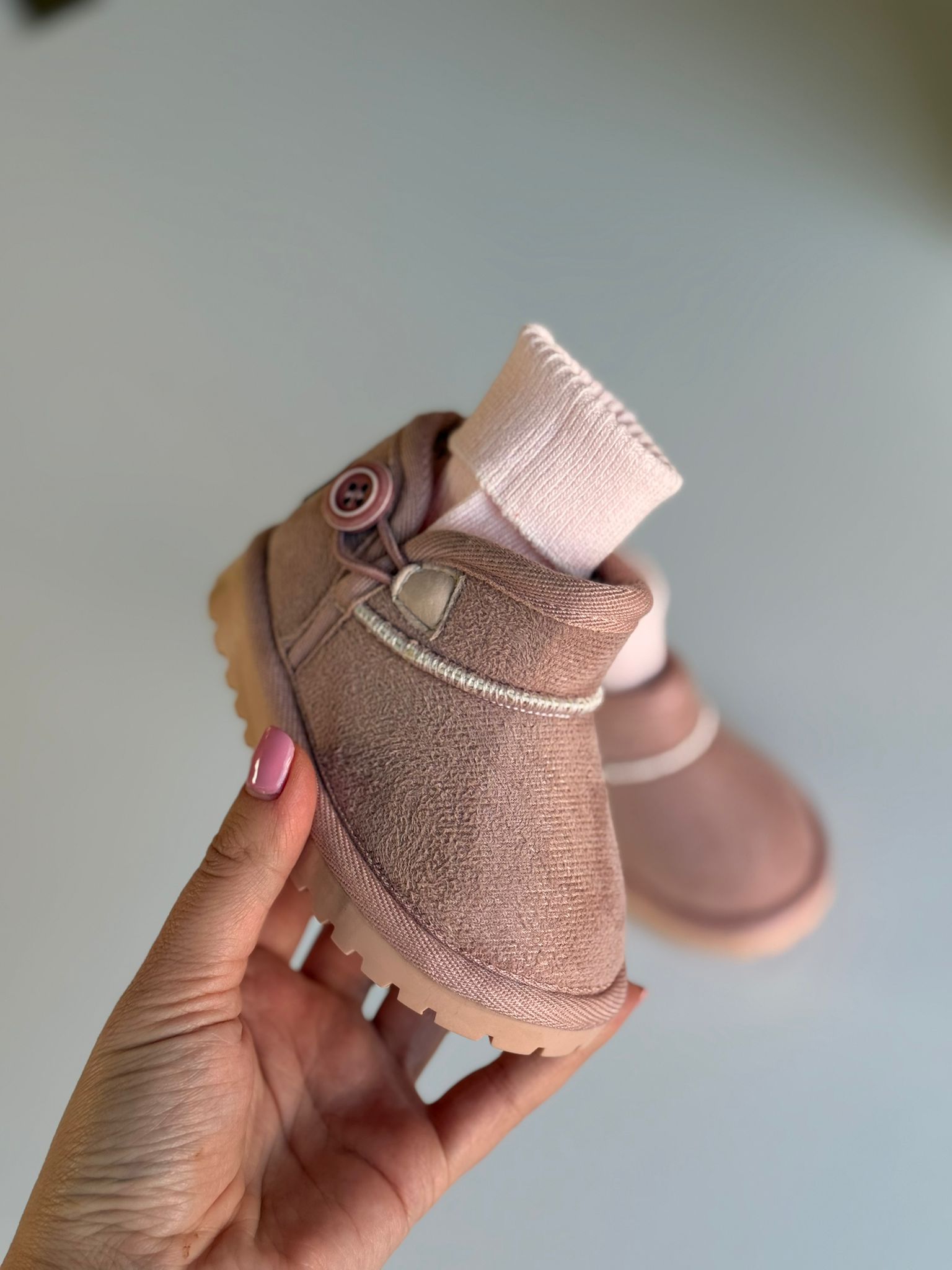 Pudra Kauçuk Taban Peluş Bot