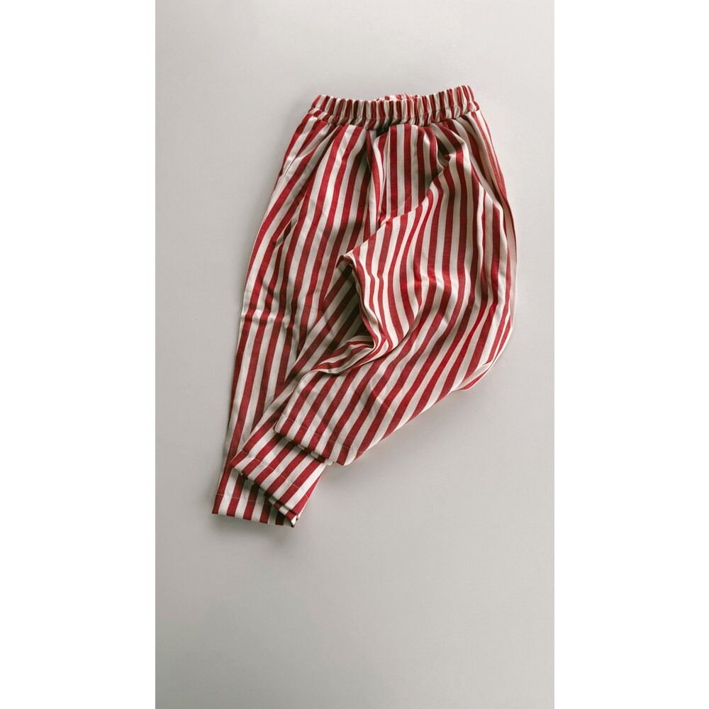 Kırmızı Çizgili Loose Fit, Relaxed Pantolon