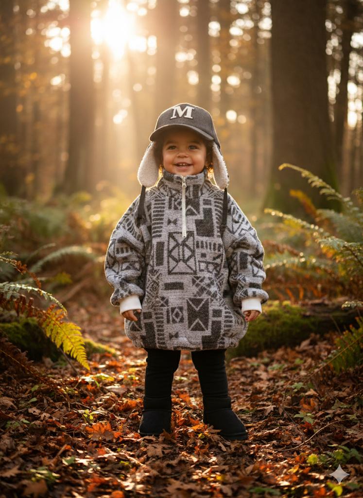 Gri Vintage Desen Kaşe Polar