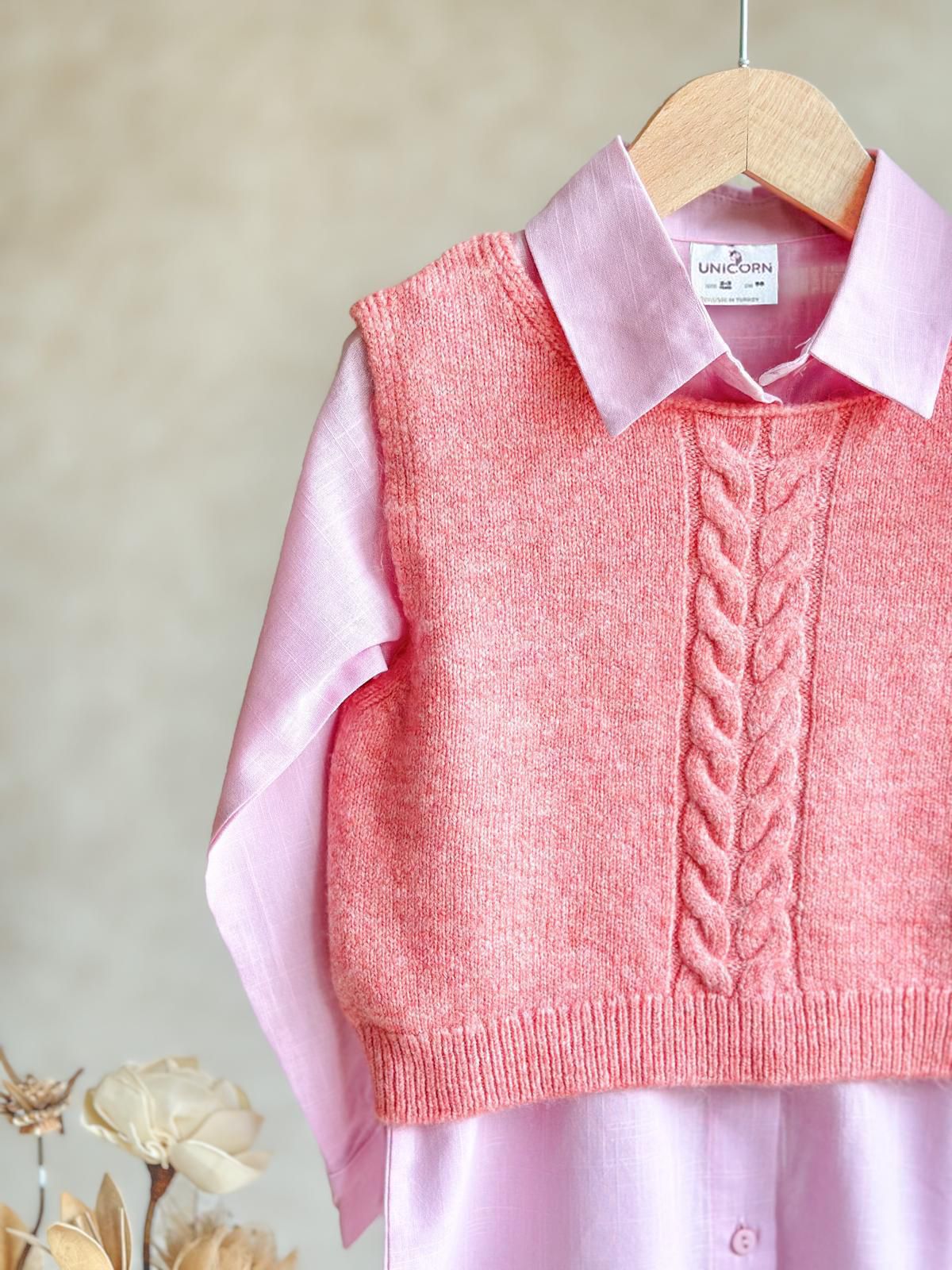 PİNK in PİNK  3 PARÇA GÖMLEK, SÜVETER, ÇORAP SETİ