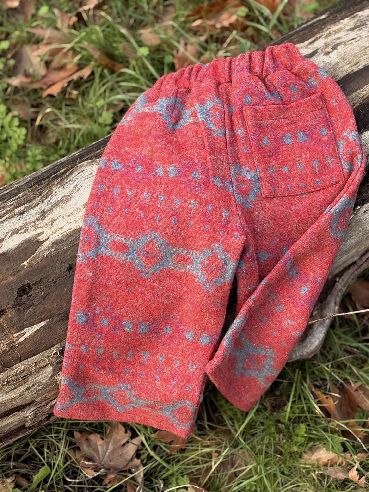 Vintage Desenli Kaşe Relaxed Pantolon