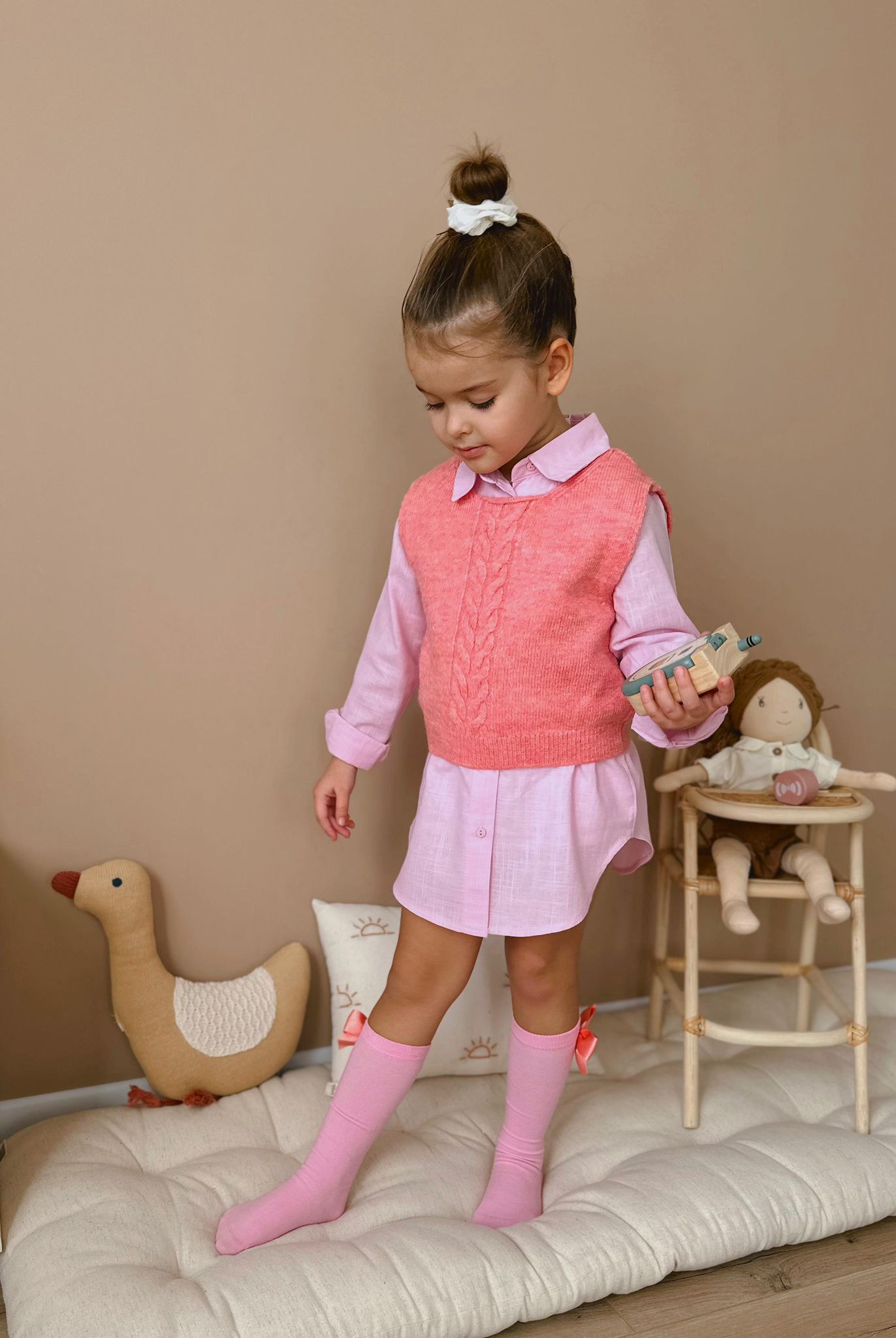 PİNK in PİNK  3 PARÇA GÖMLEK, SÜVETER, ÇORAP SETİ