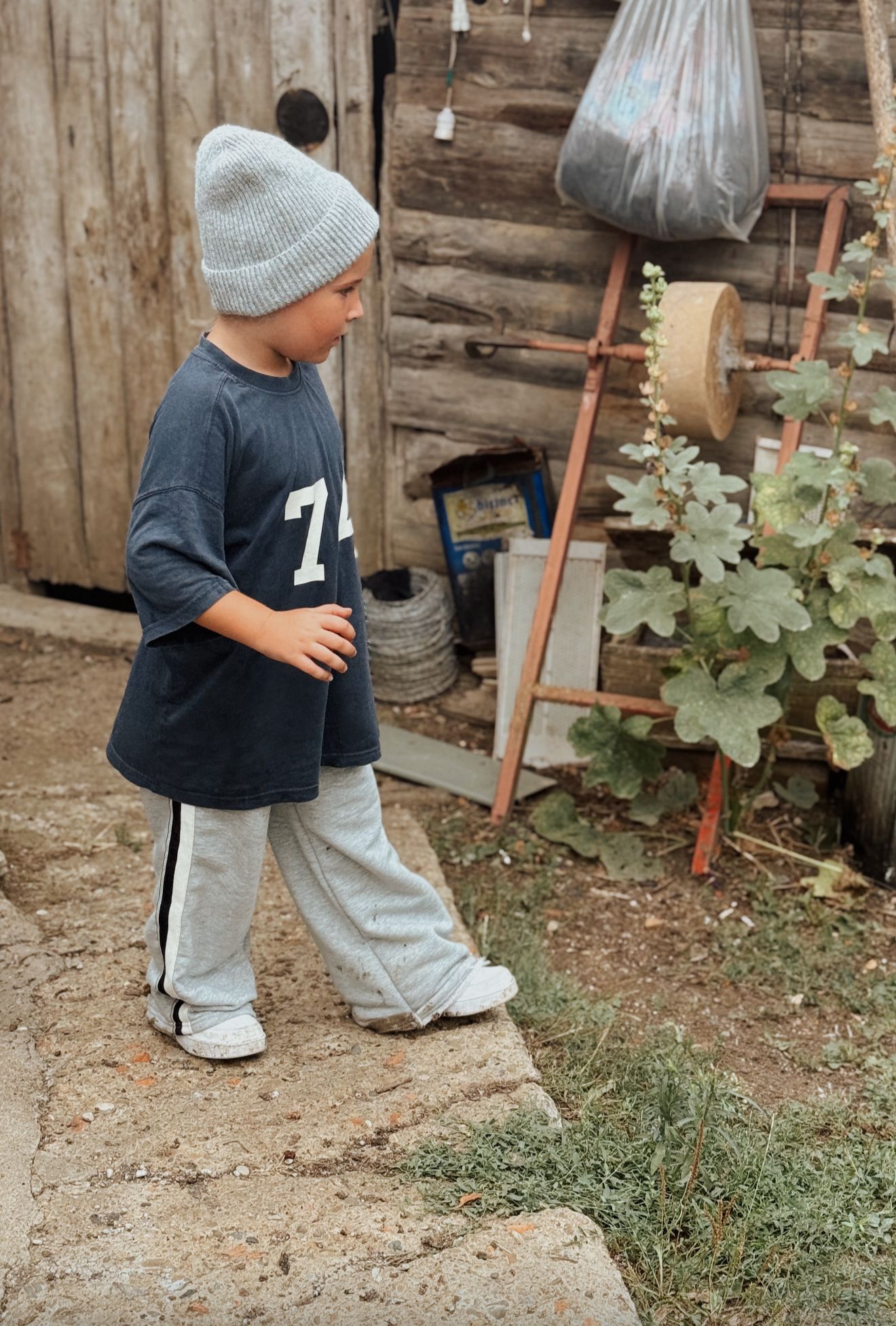 Gri Retro Stripe Alt Eşofman