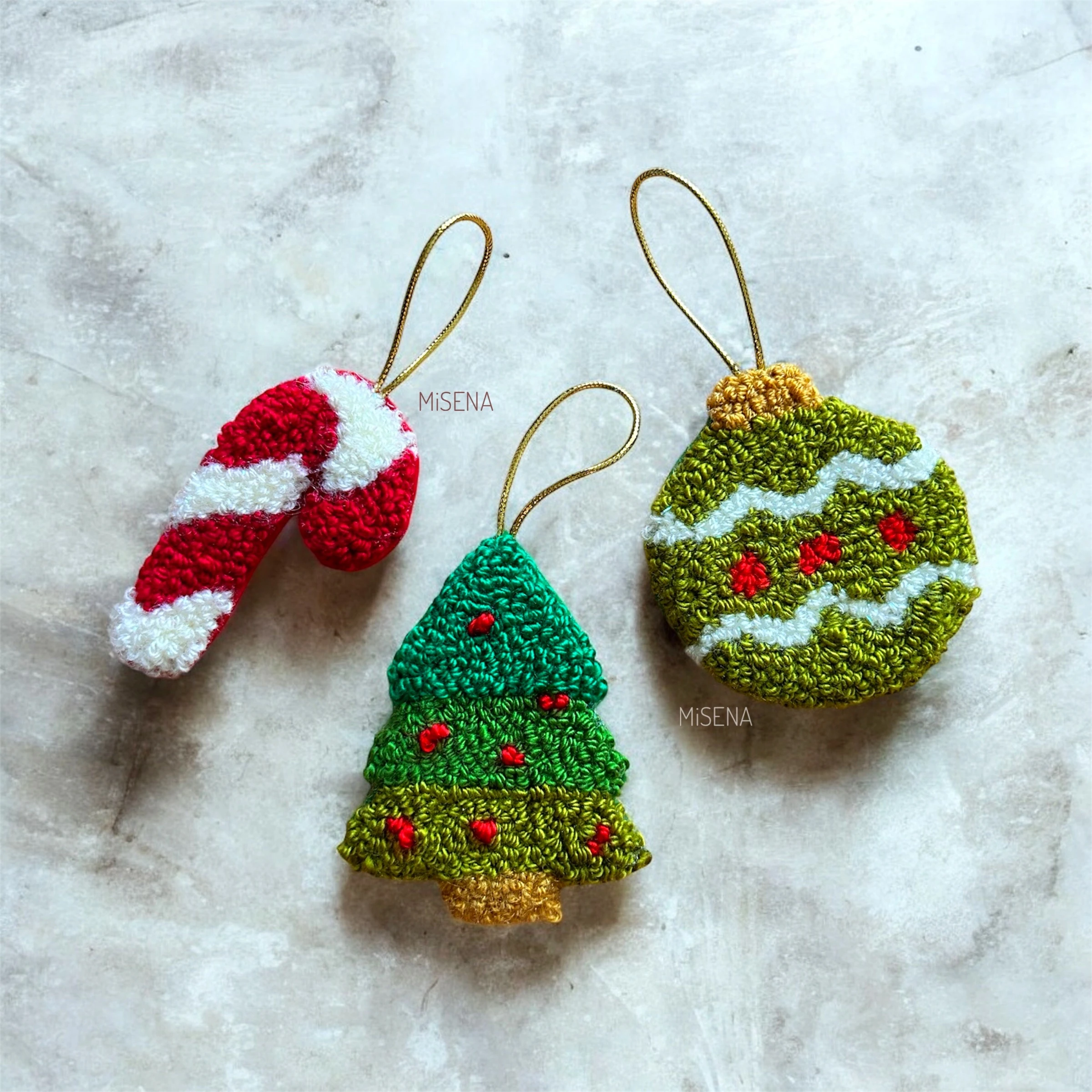 3'lü Punch Çam Ağacı Süsü El Yapımı (3 al 2 öde)