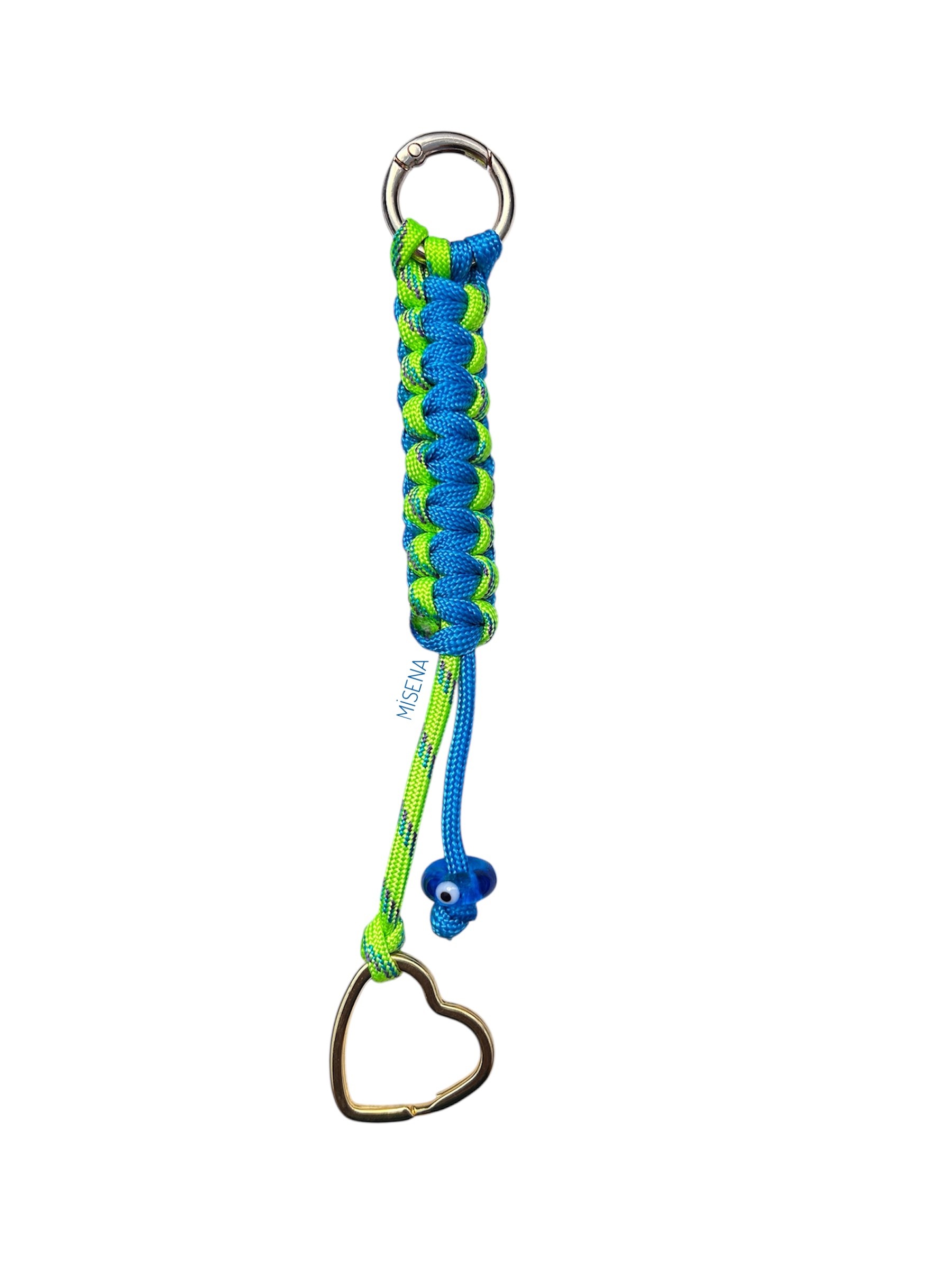 El Yapımı Paracord Anahtarlık Yeşil Mavi 