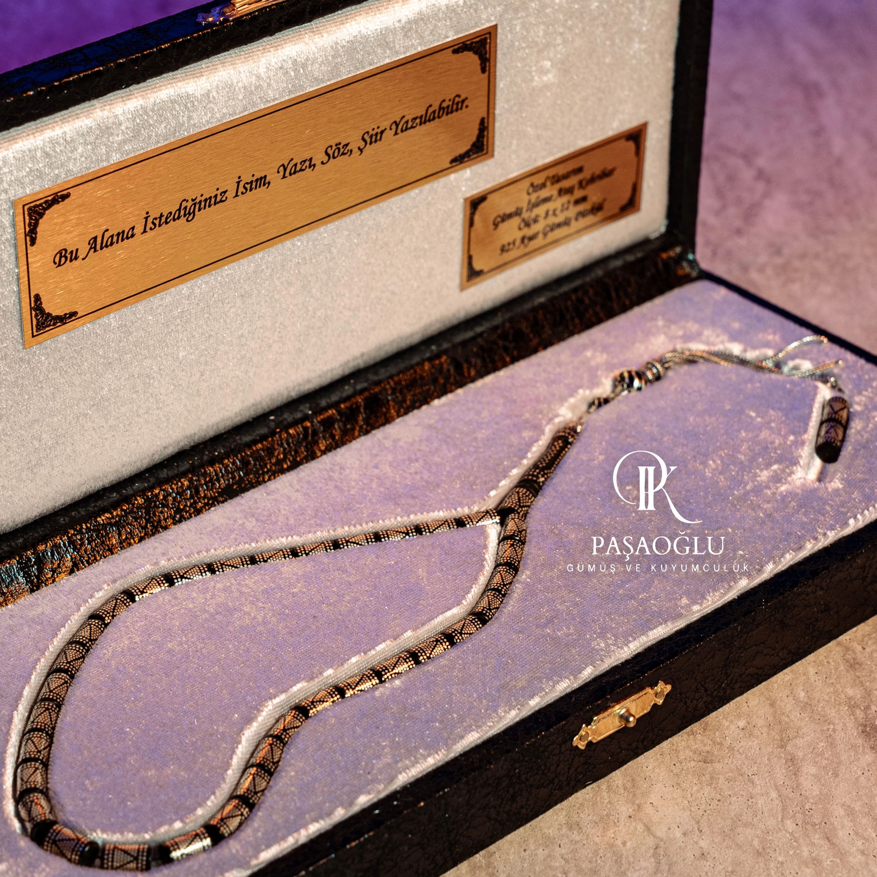 Gümüş Çakım Ateş Kehribar Gümüş Püskül