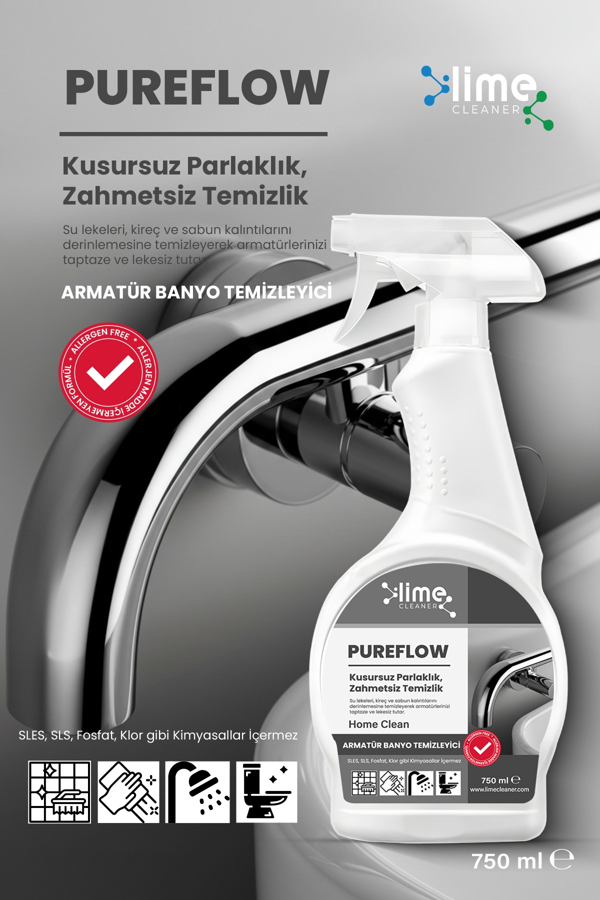 Elixify Ultra Güçlü Sıvı Leke Çıkarıcı & PureFlow Banyo Armatür Temizleyici 2'li Paket Avantajlı Fiyat