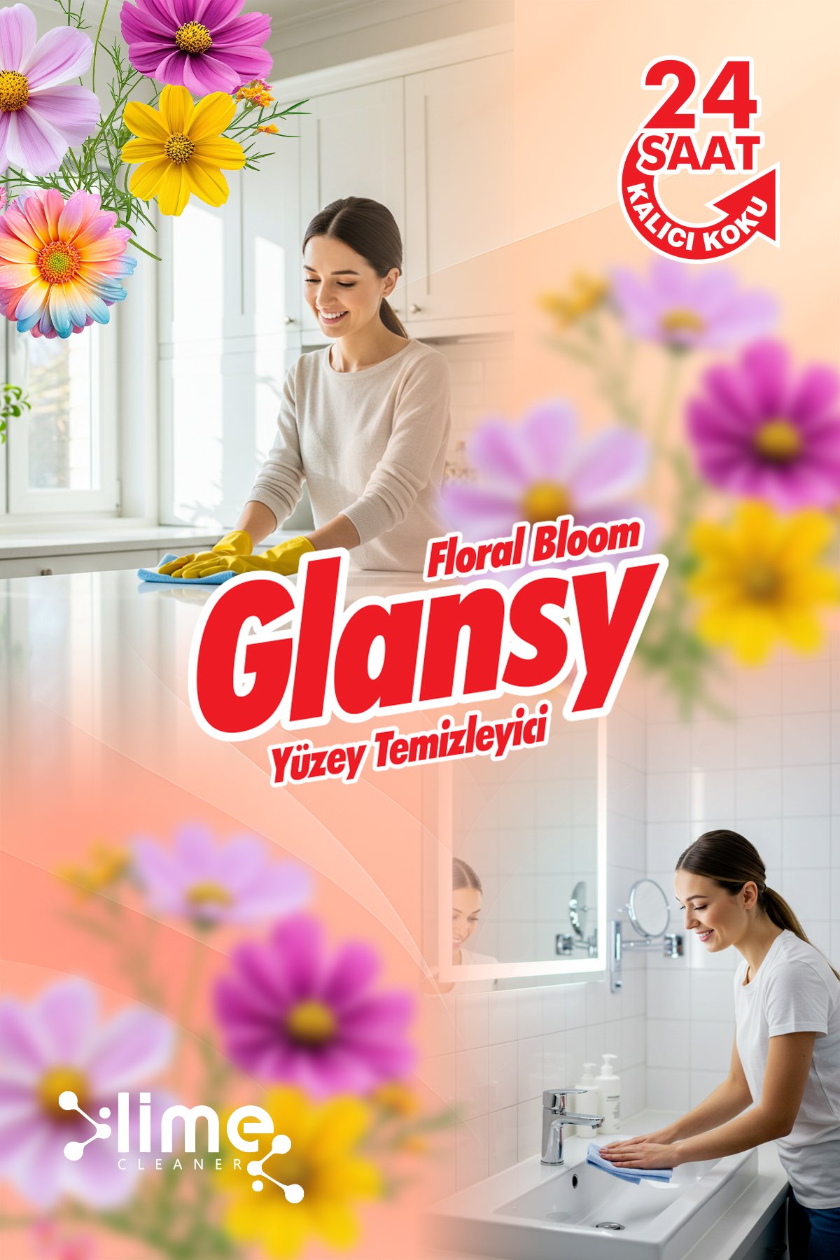 Evde Yenileyici Çiçek Bahçesi | Ultra Güçlü Yüzey Temizleyici Antibakteriyel Temizlik