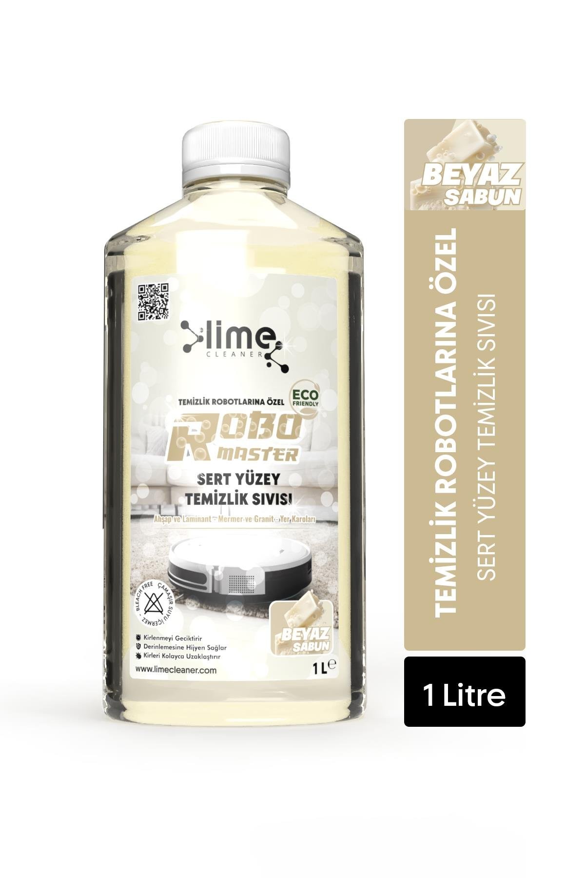 Robo Master Temizlik Robotlarına Özel Sert Yüzey Temizlik ve Hijyen Sıvısı Beyaz Sabun Kokulu 1000ml