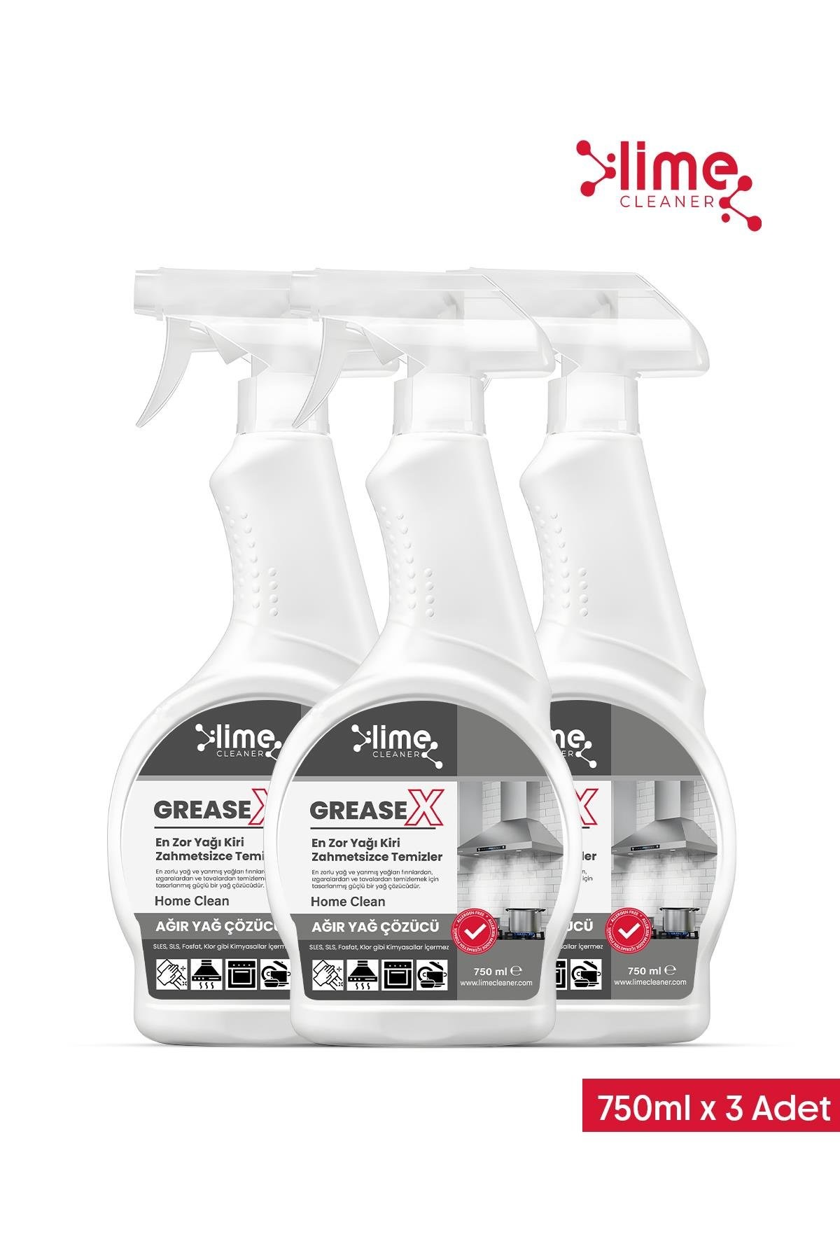 GreaseX Süper Güçlü Yağ Çözücü Sprey Anında Etki Kolay Temizlik - Hızlı ve Etkili Yağ Çözücü 750 ml x 3 Adet
