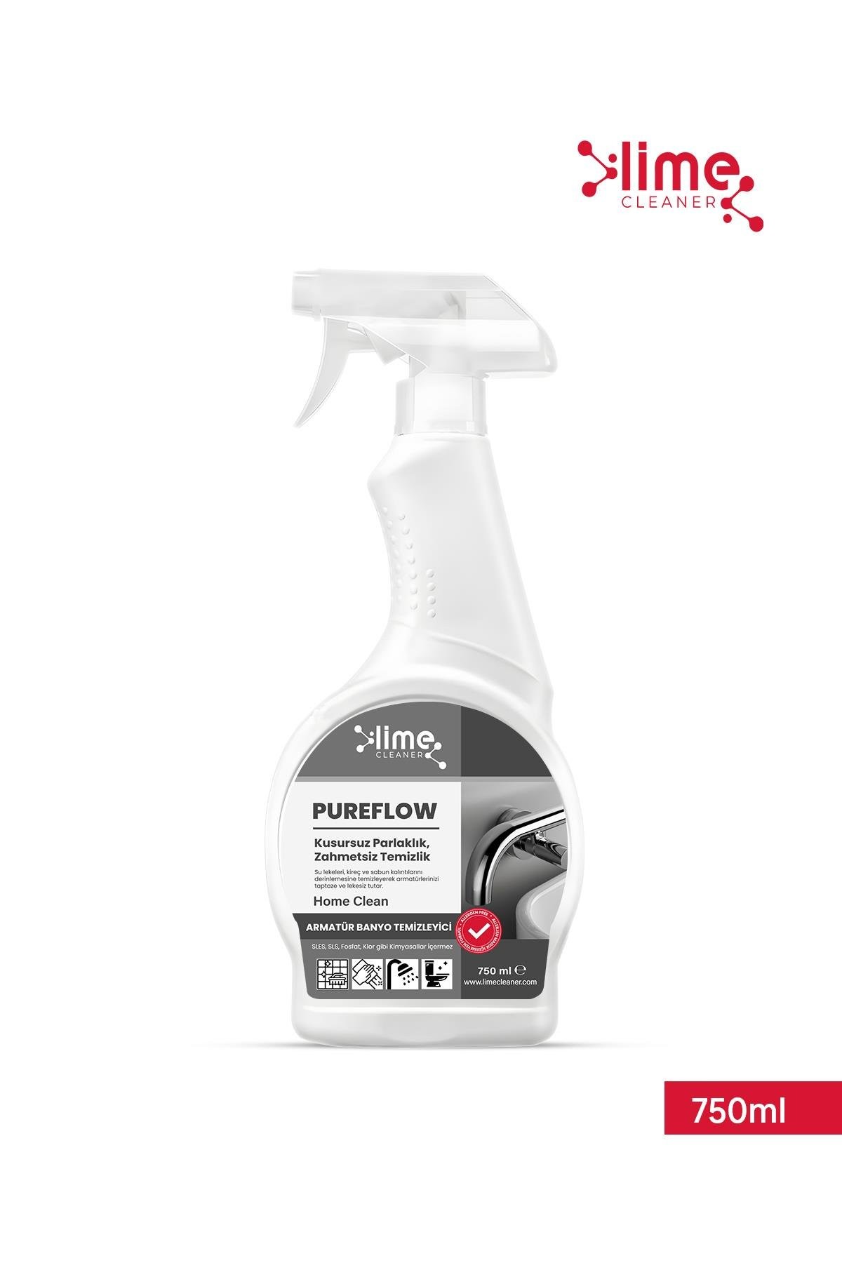 PureFlow Armatür Banyo Temizleyici Kireç ve Leke Sökücü -  Kirece ve Lekelere Karşı Etkili Çözüm! 750 ml